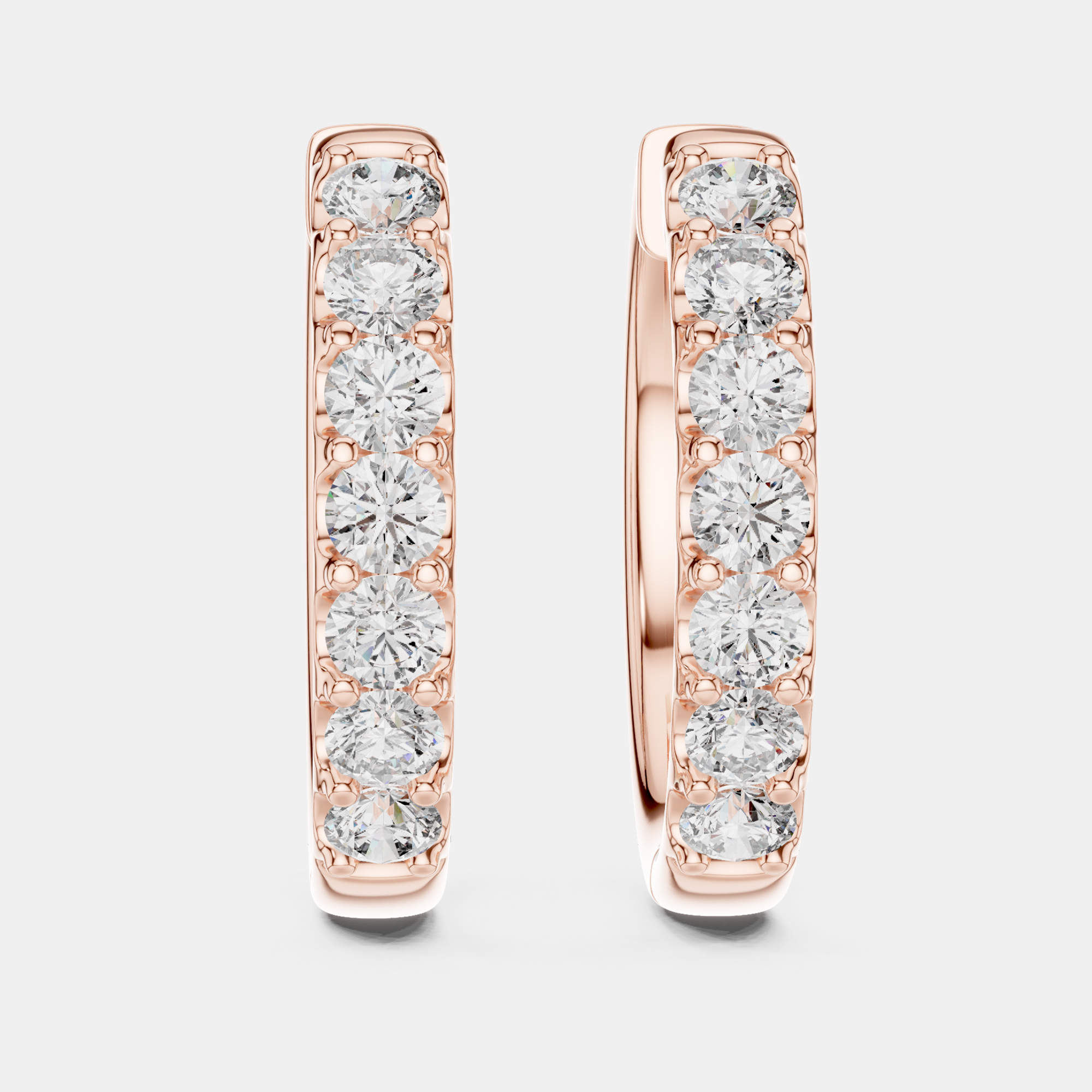 Pre Owned 0.70 cts Round Cut 18k Rose Gold Lab Grown Diamond Hoop Earrings