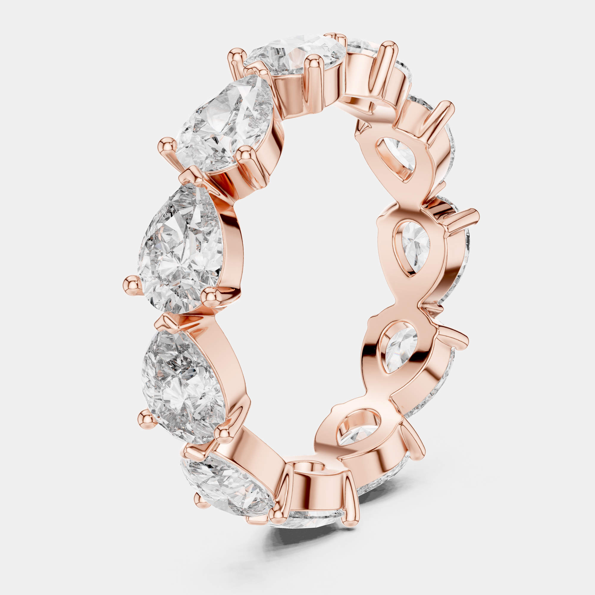 Pre Owned 3.00 cts Pear Cut 18k Rose Gold Lab Grown Diamond Ring Size 53