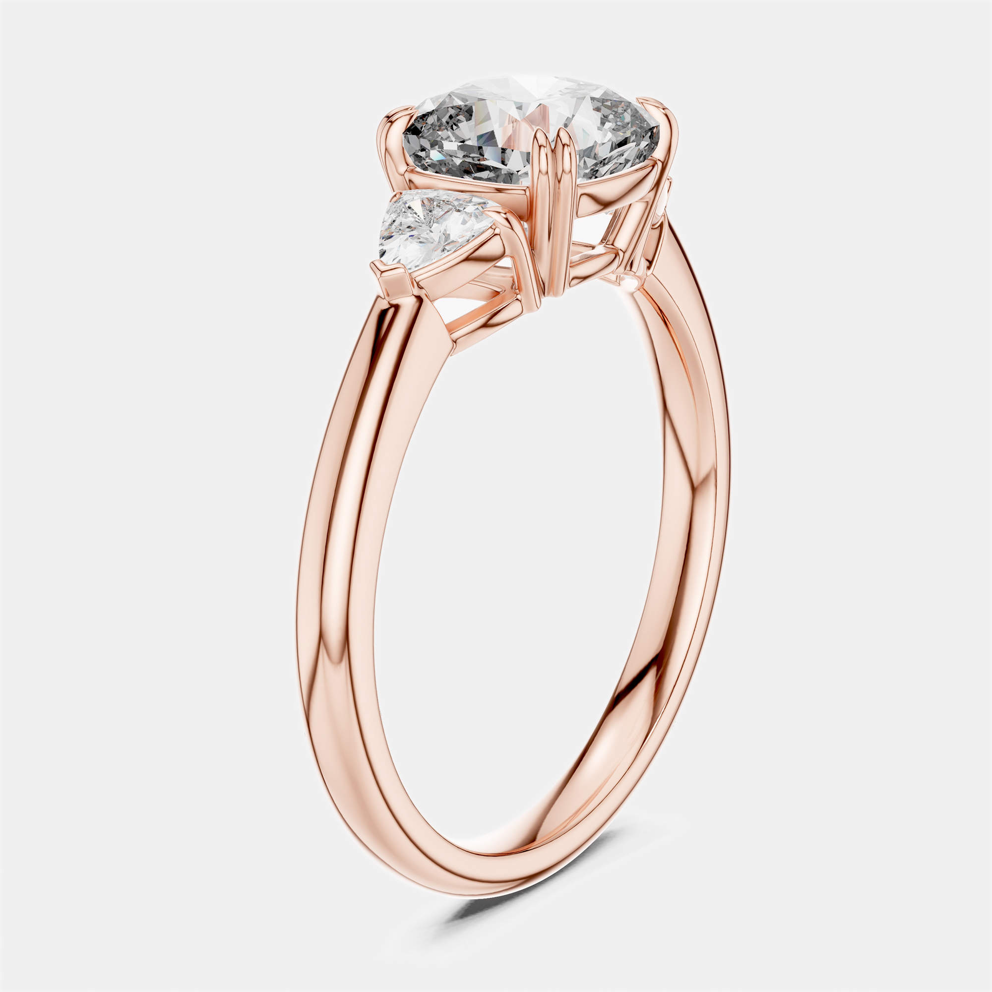 Pre Owned 2.00 cts Cushion & Triangle Cut 18k Rose Gold Lab Grown Diamond Ring Size 53
