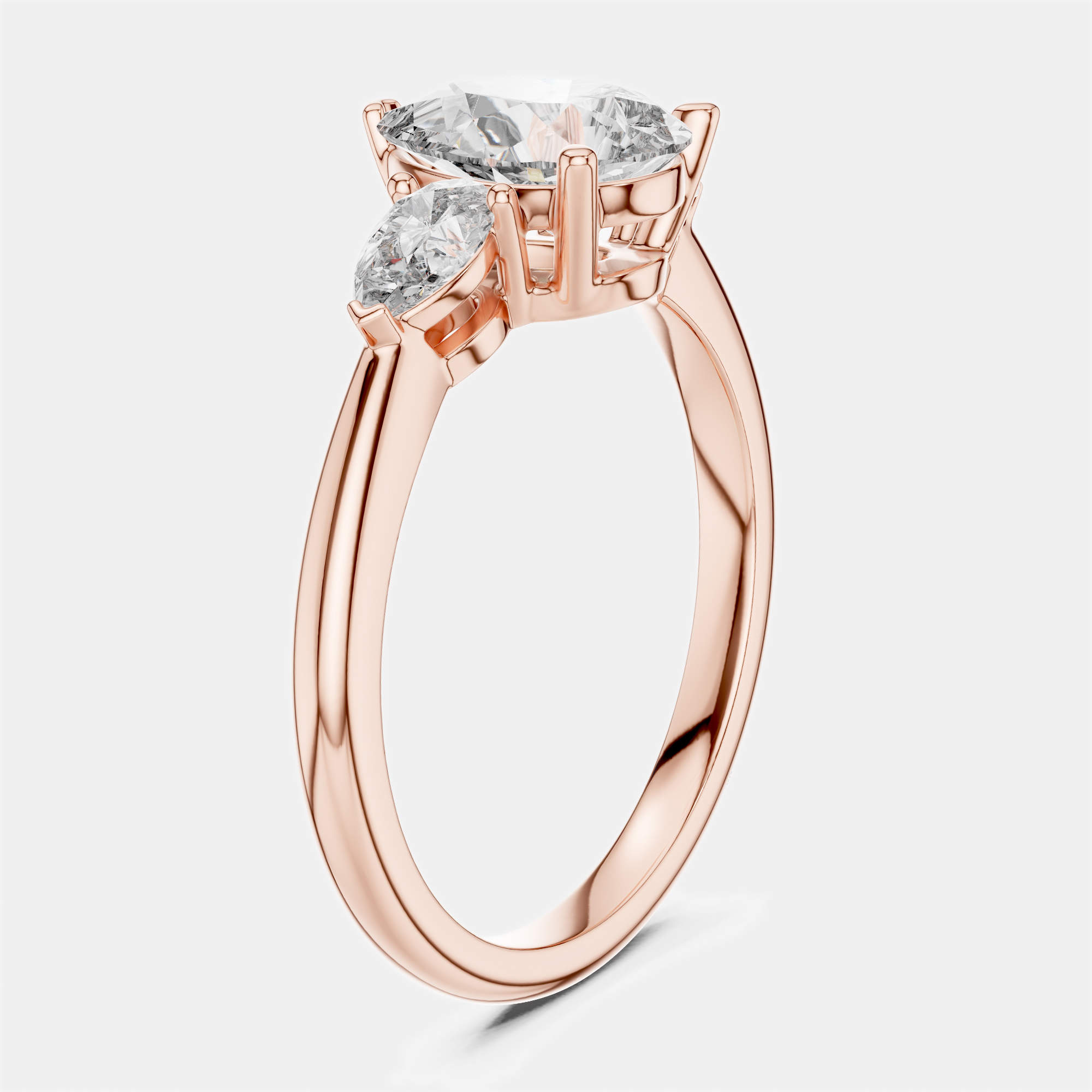 Pre Owned 1.50 cts Pear Cut 18k Rose Gold Lab Grown Diamond Ring Size 53