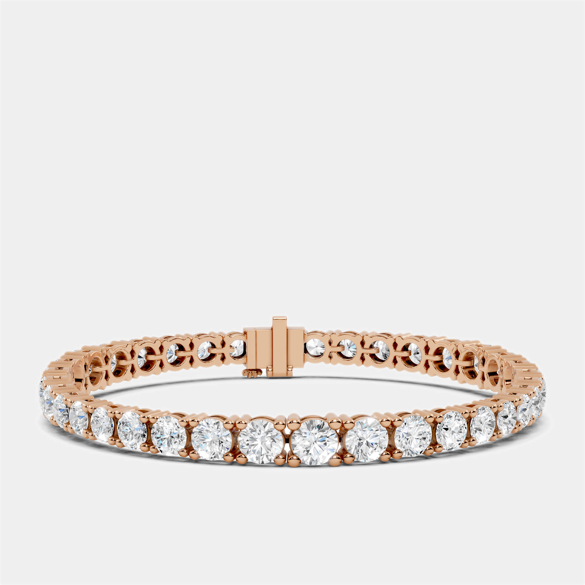 Pre Owned 13.00 cts Graduating Round Cut 18k Rose Gold Lab Grown Diamond Tennis Bracelet 16 cm