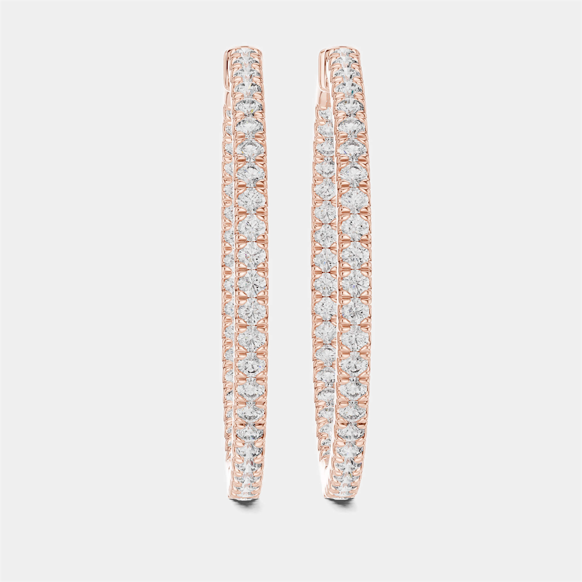 Pre Owned 1.00 cts Round Cut 18k Rose Gold Lab Grown Diamond Hoop Earrings