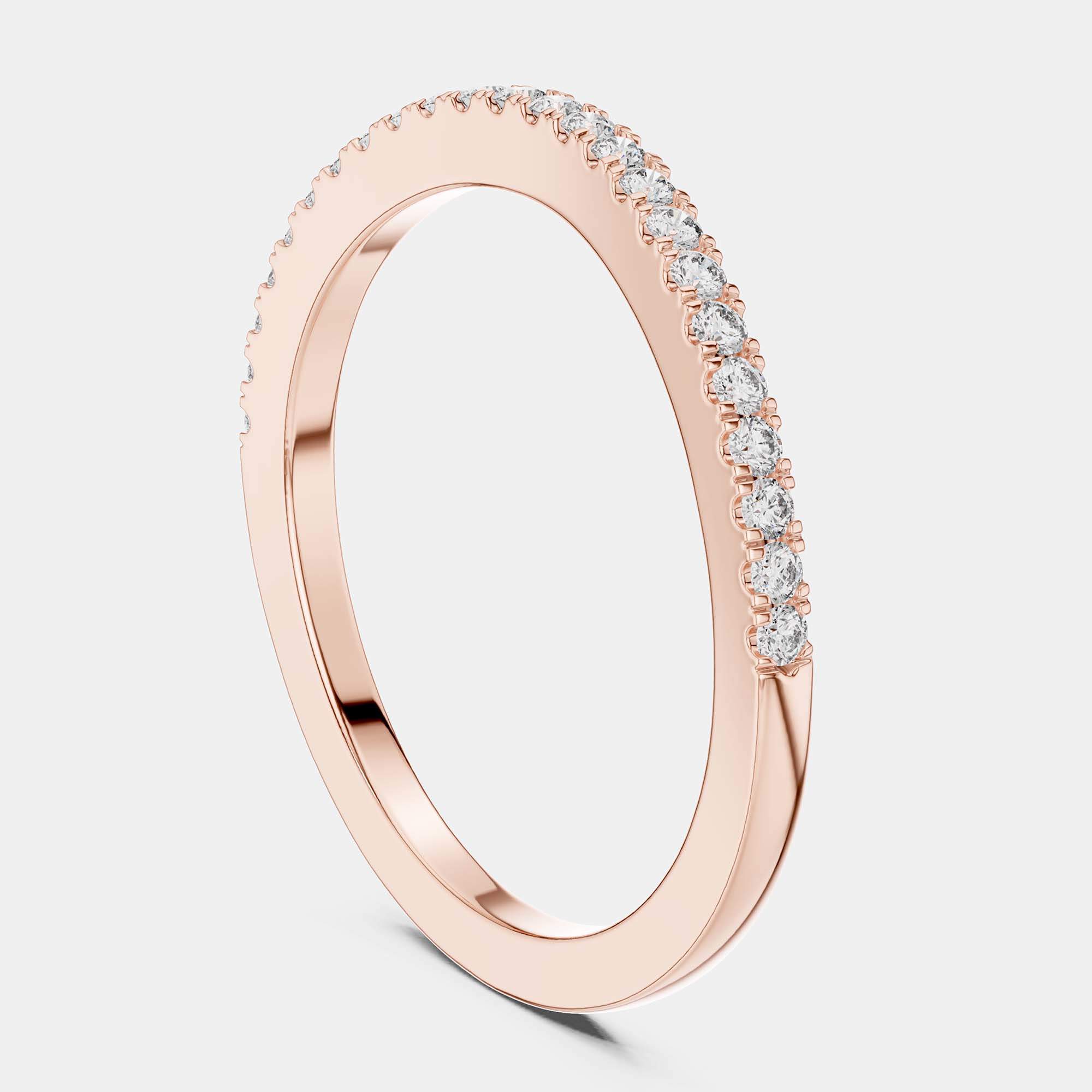 Pre Owned 0.2 cts Side Stack Round Cut 18k Rose Gold Lab Grown Diamond Ring Size 53