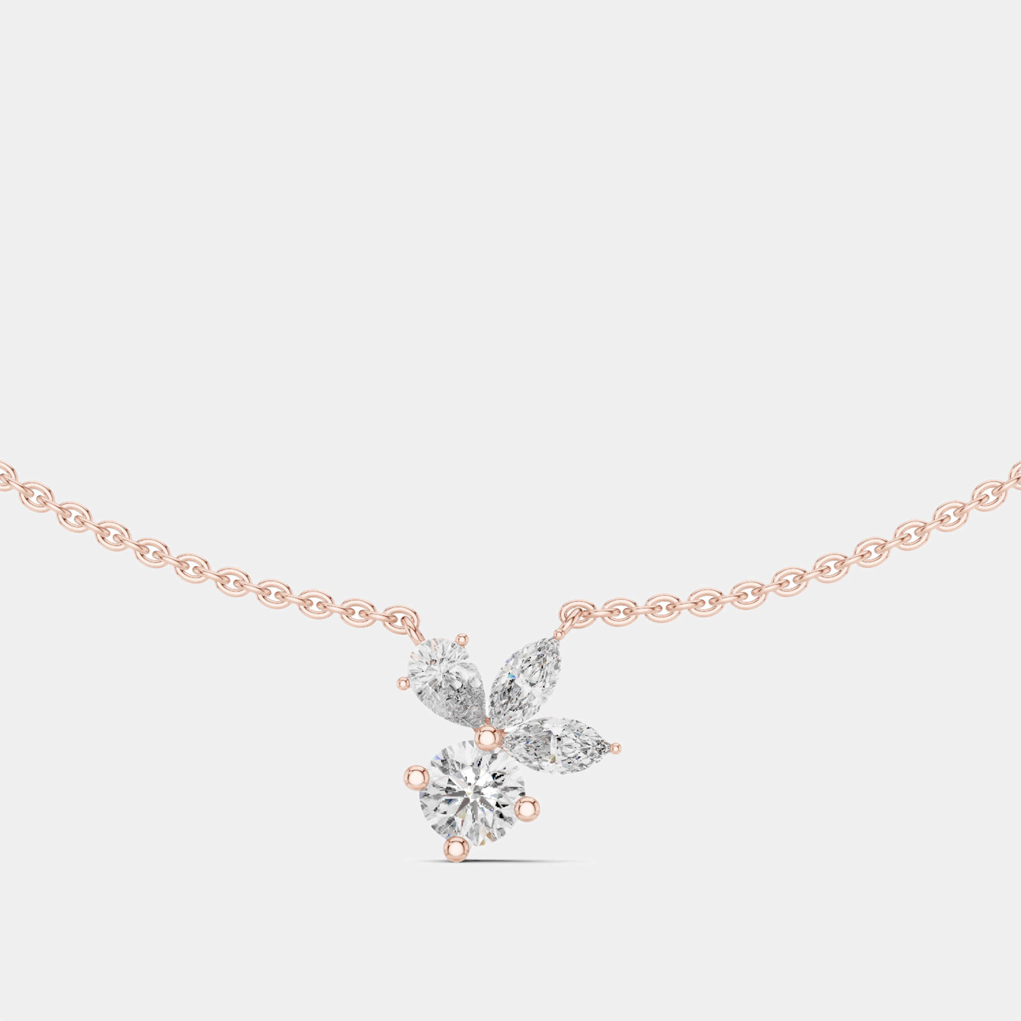 Pre Owned 2.00 cts Fancy Pear Cut 18k Rose Gold Lab Grown Diamond Pendant Necklace