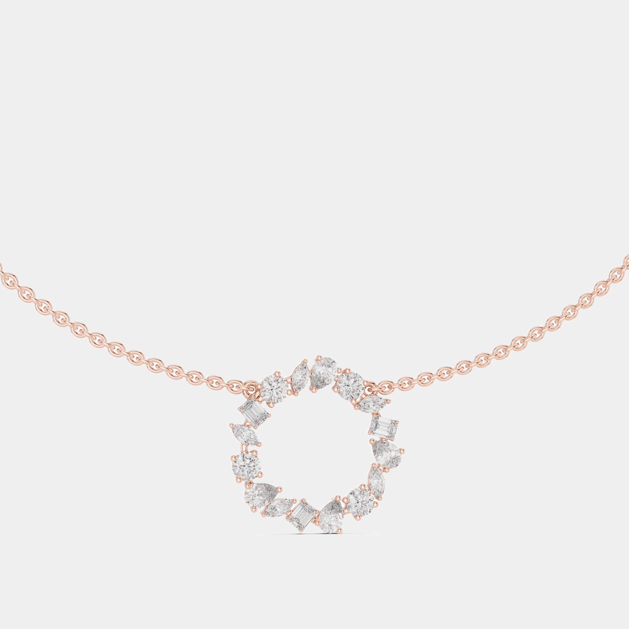 Pre Owned 1.50 cts Mixed Shape Fancy Cut 18k Rose Gold Lab Grown Diamond Pendant