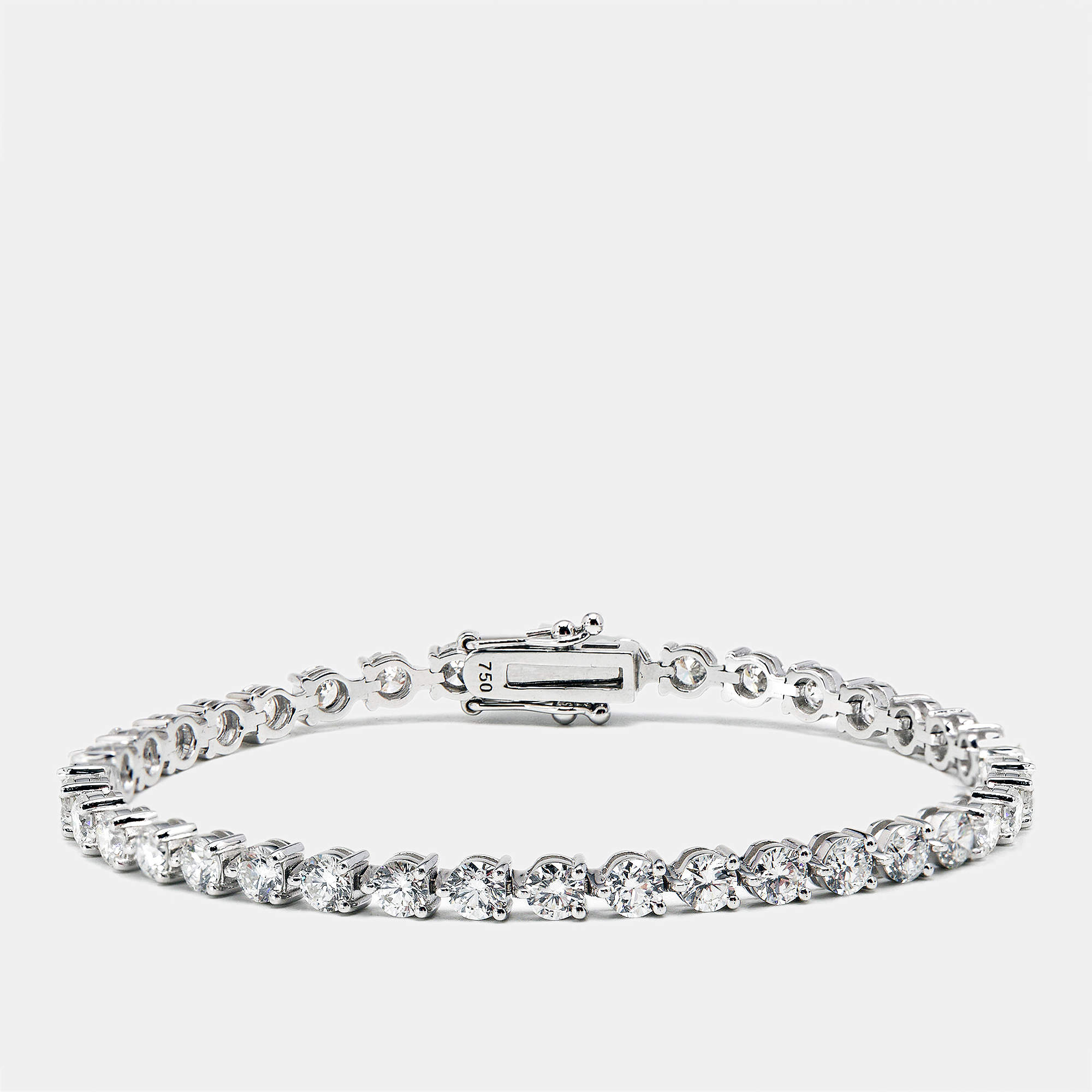 Pre Owned 6.24 cts Round Brilliant Cut Lab Grown Diamonds 18k White Gold Tennis Bracelet