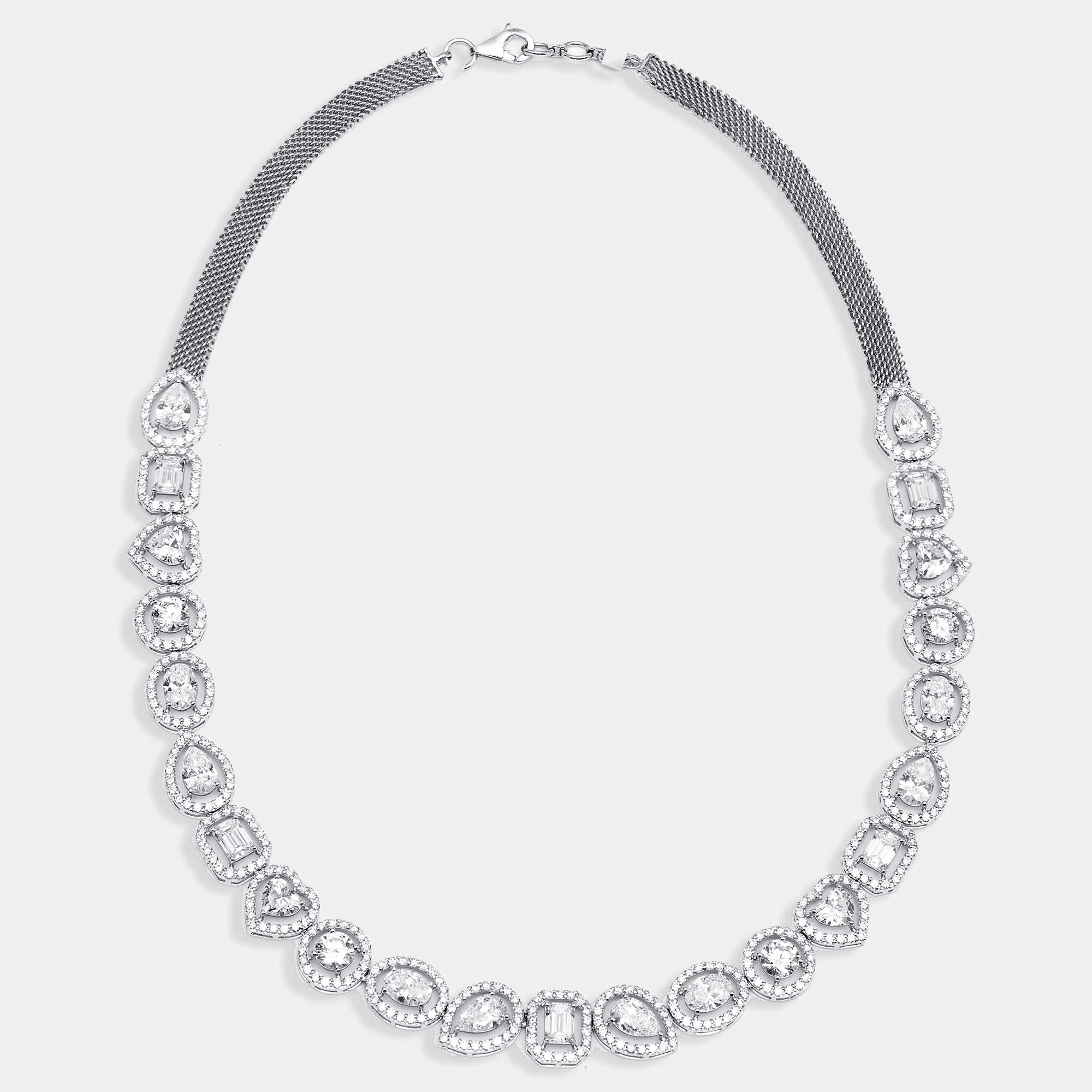 Pre Owned 16 cts Lab Grown Diamond 18k White Gold Necklace