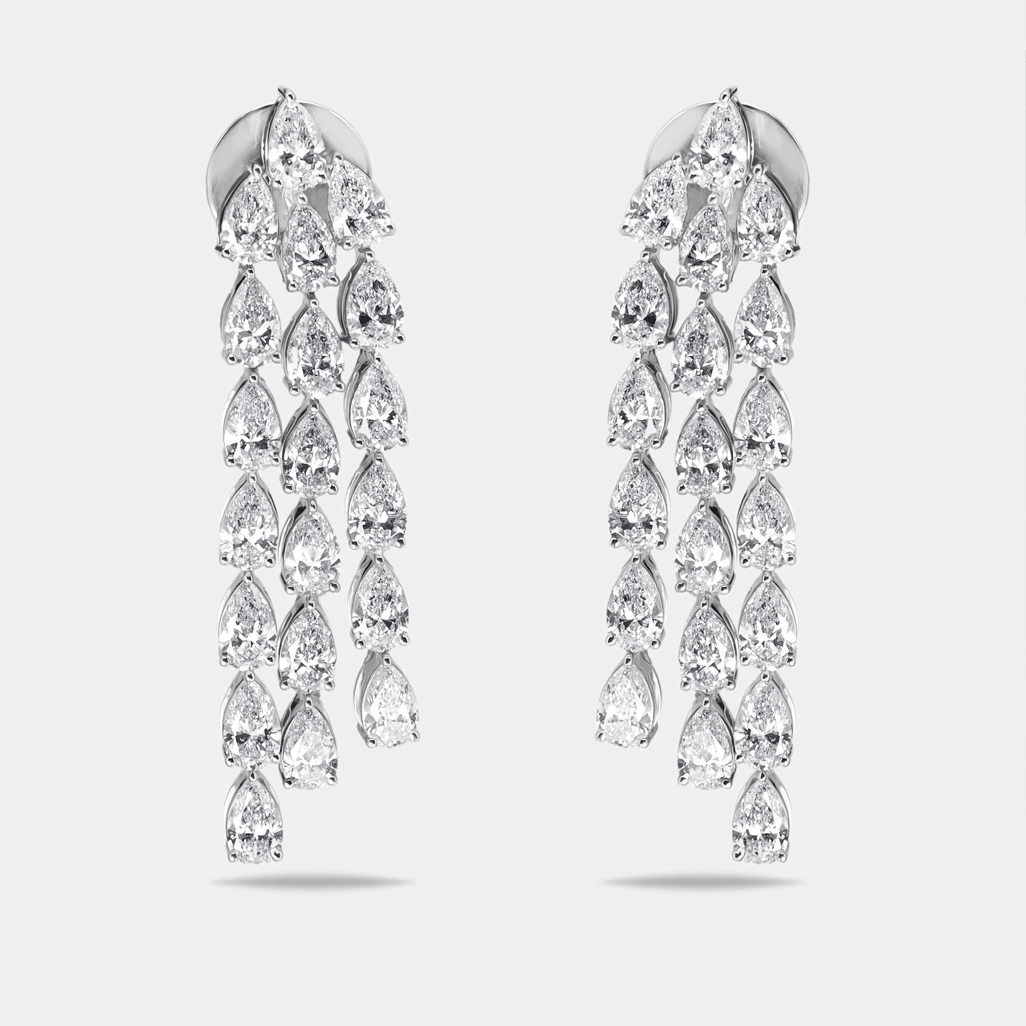 Pre Owned 7 cts Pear Lab Grown Diamond 18k White Gold Earrings