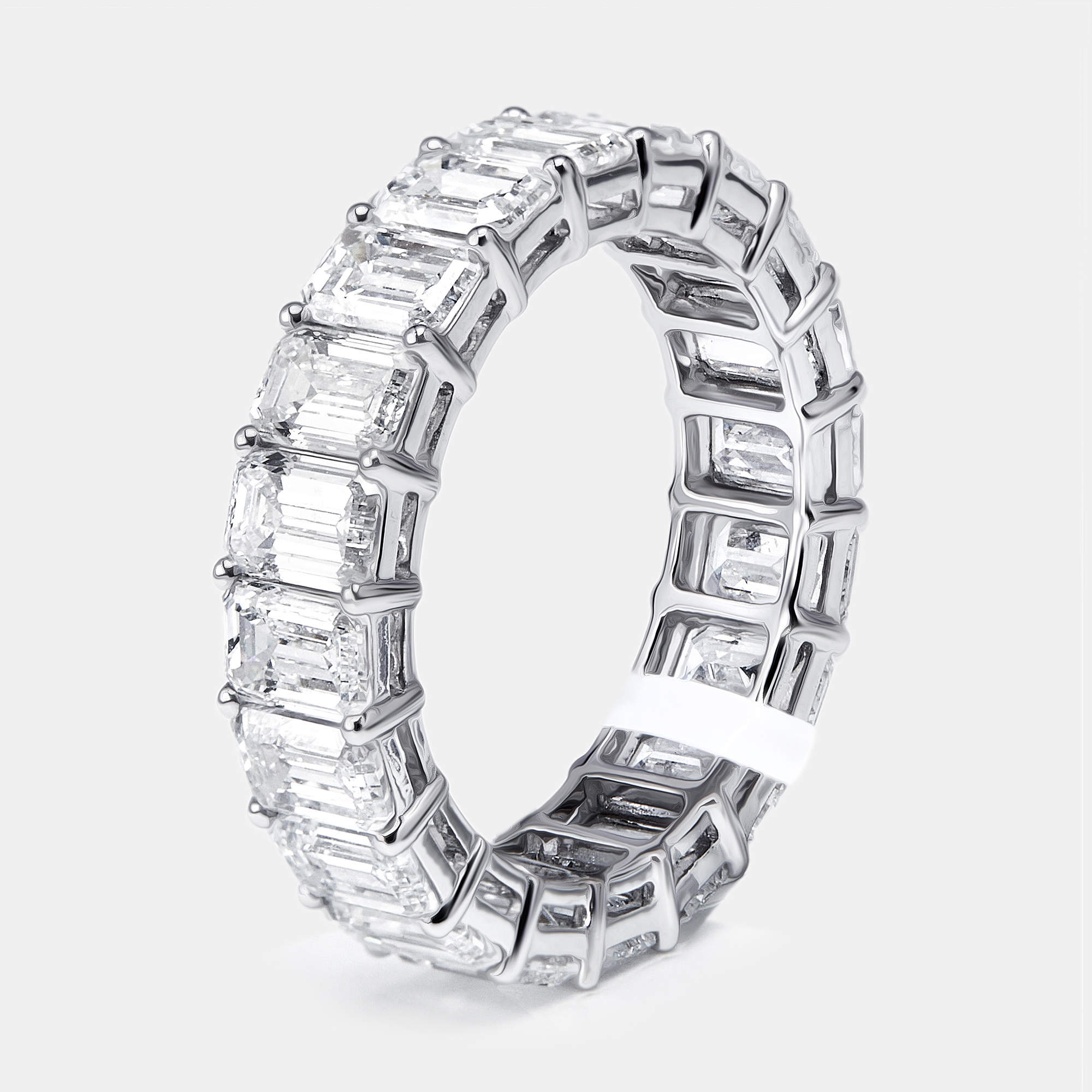 Pre Owned 6.5 cts Emerald Cut Lab Grown Diamond 18k White Gold Eternity Ring Size 51