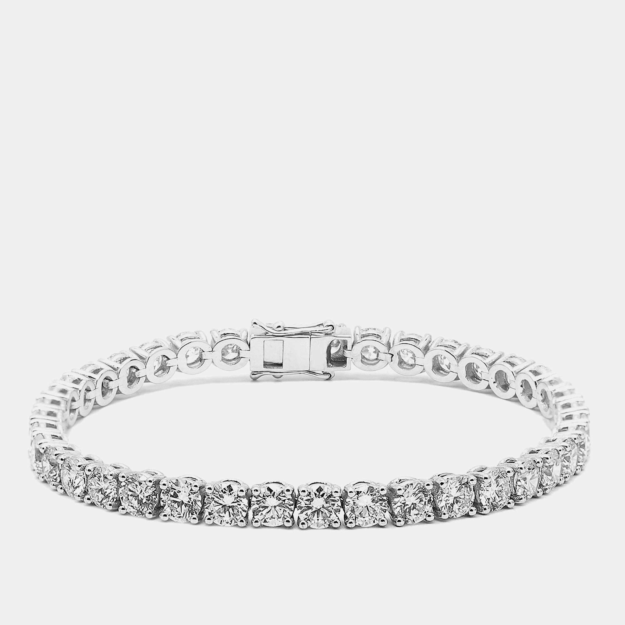 Pre Owned 9.5 cts Round Brilliant Lab Grown Diamonds Sterling Silver 925 Tennis Bracelet
