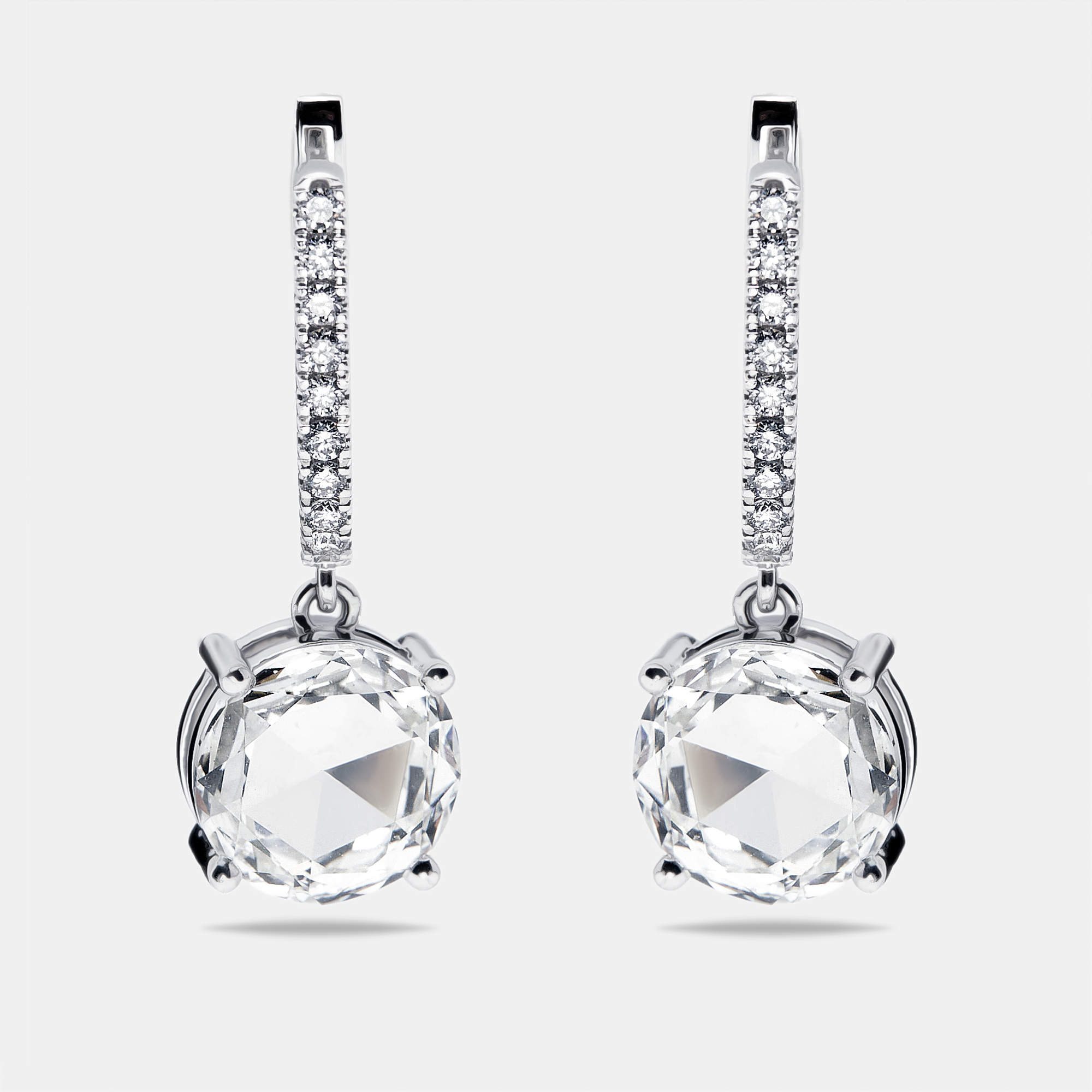 Pre Owned 6.4 cts Modified Round Lab Grown Diamonds 18k White Gold Earrings