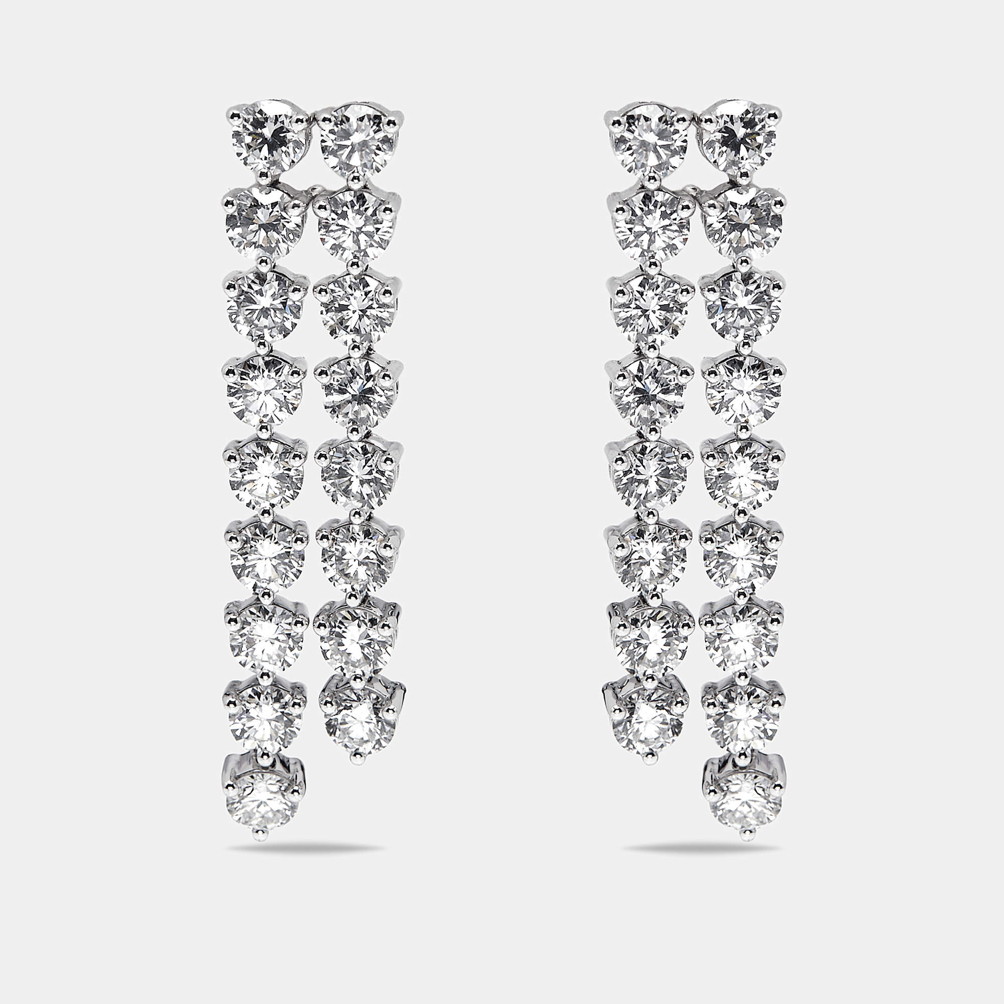 Pre Owned 9.7 cts Round Lab Grown Diamonds 18k White Gold Earrings