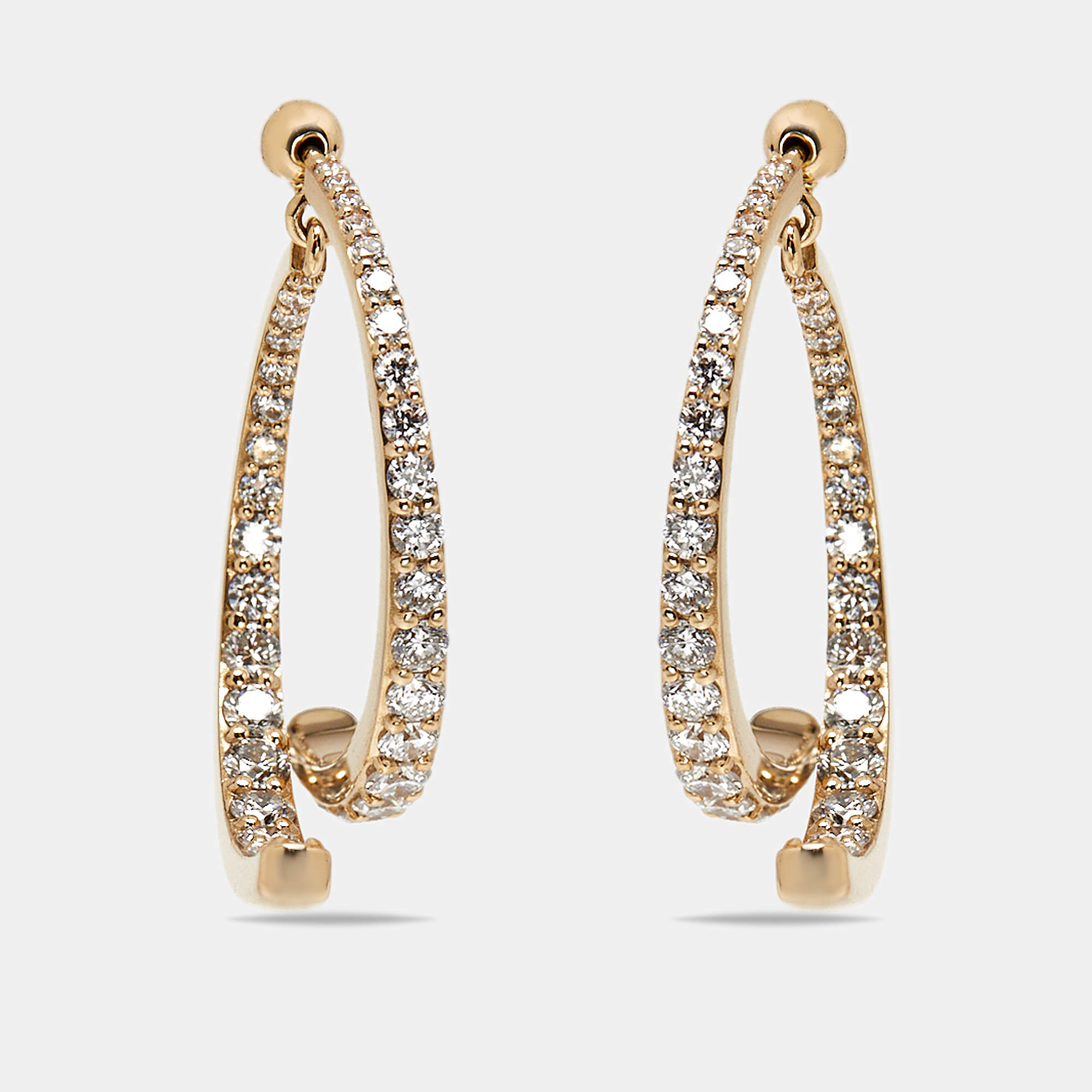 Pre Owned 2.1 cts Round Lab Grown Diamonds 18k Yellow Gold Earrings