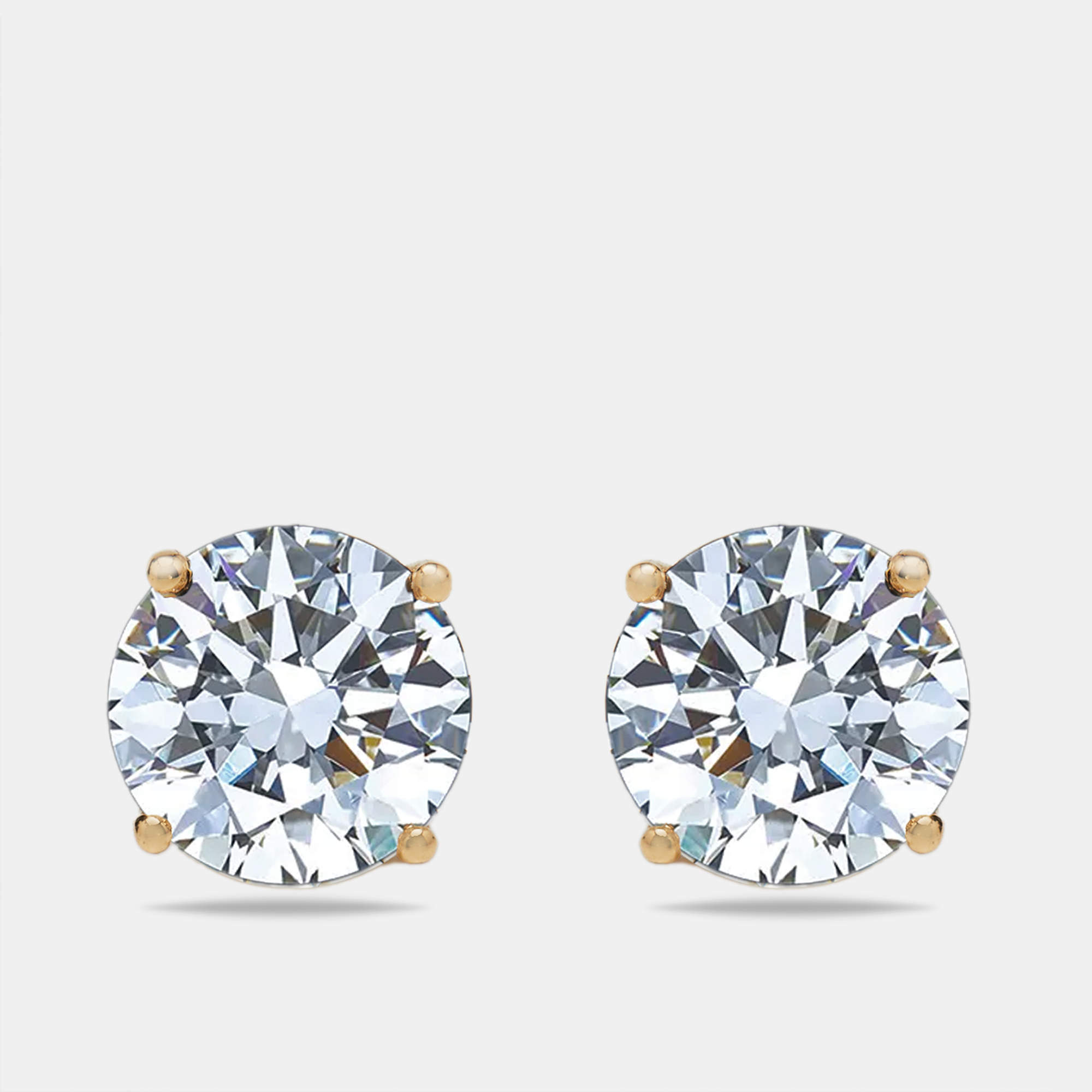 Pre Owned 6 cts Round Lab Grown Diamonds 18k Yellow Gold Earrings