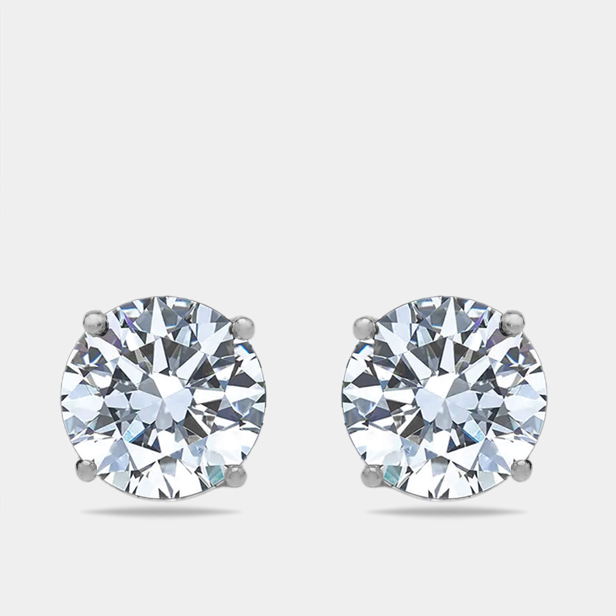 Pre Owned 6 cts Round Lab Grown Diamonds 18k White Gold Earrings