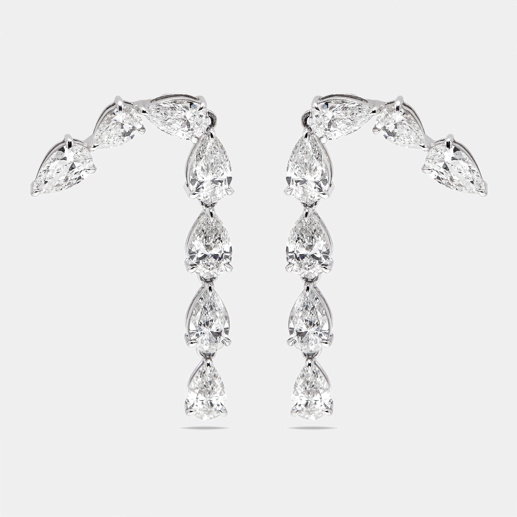 Pre Owned 8.00 cts Pear Lab Grown Diamonds 18k White Gold Earrings