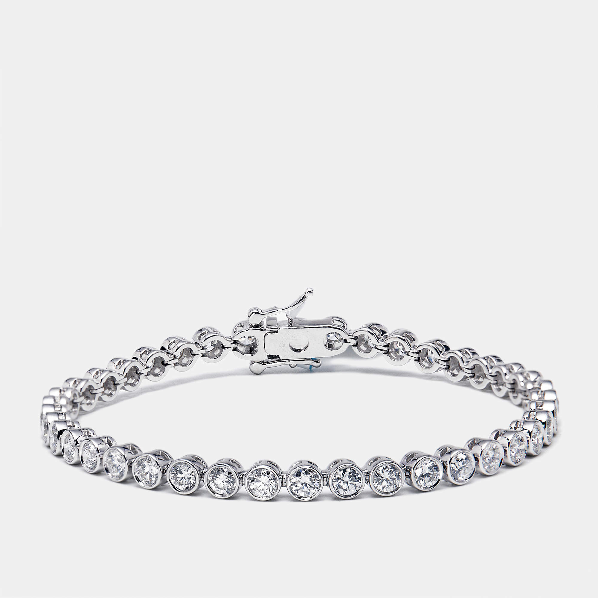 Pre Owned 4.8 cts Round Lab Grown Diamonds 18k White Gold Bracelet