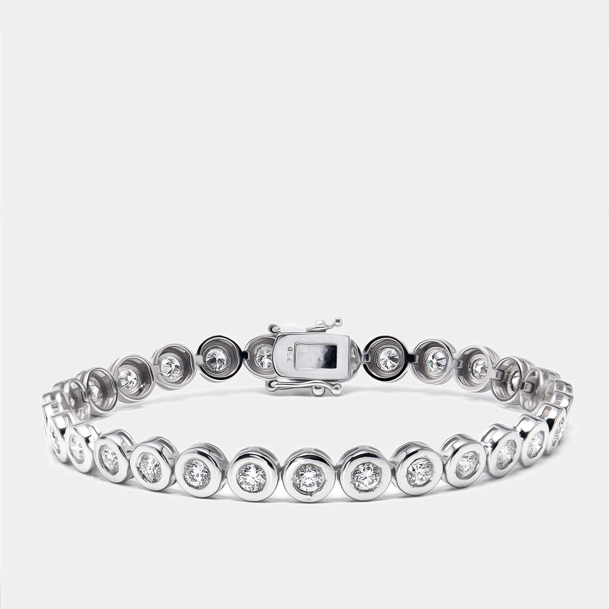 Pre Owned 2.9 cts Round Lab Grown Diamonds 18k White Gold Bracelet