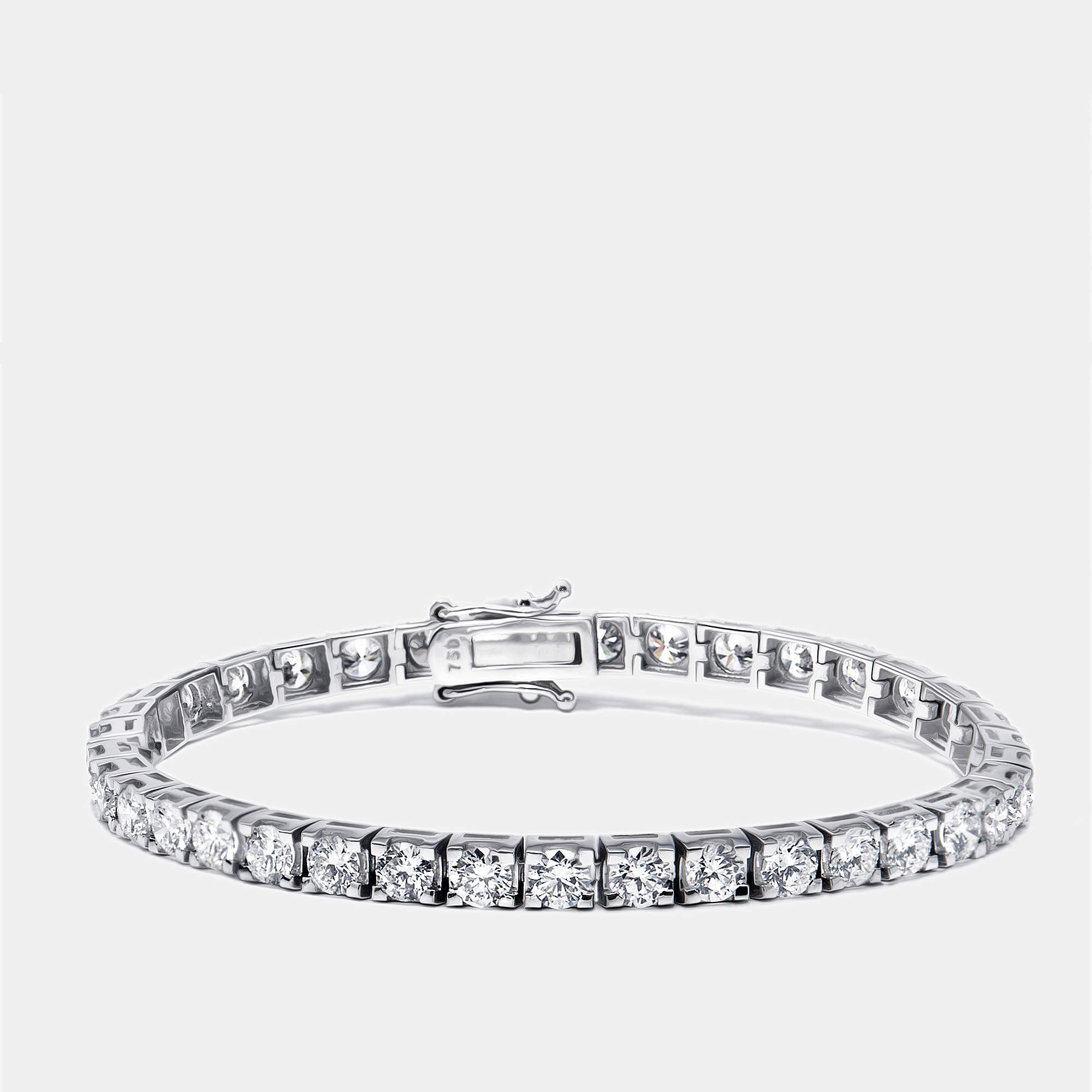 Pre Owned 7 cts Round Lab Grown Diamonds 18k White Gold Bracelet