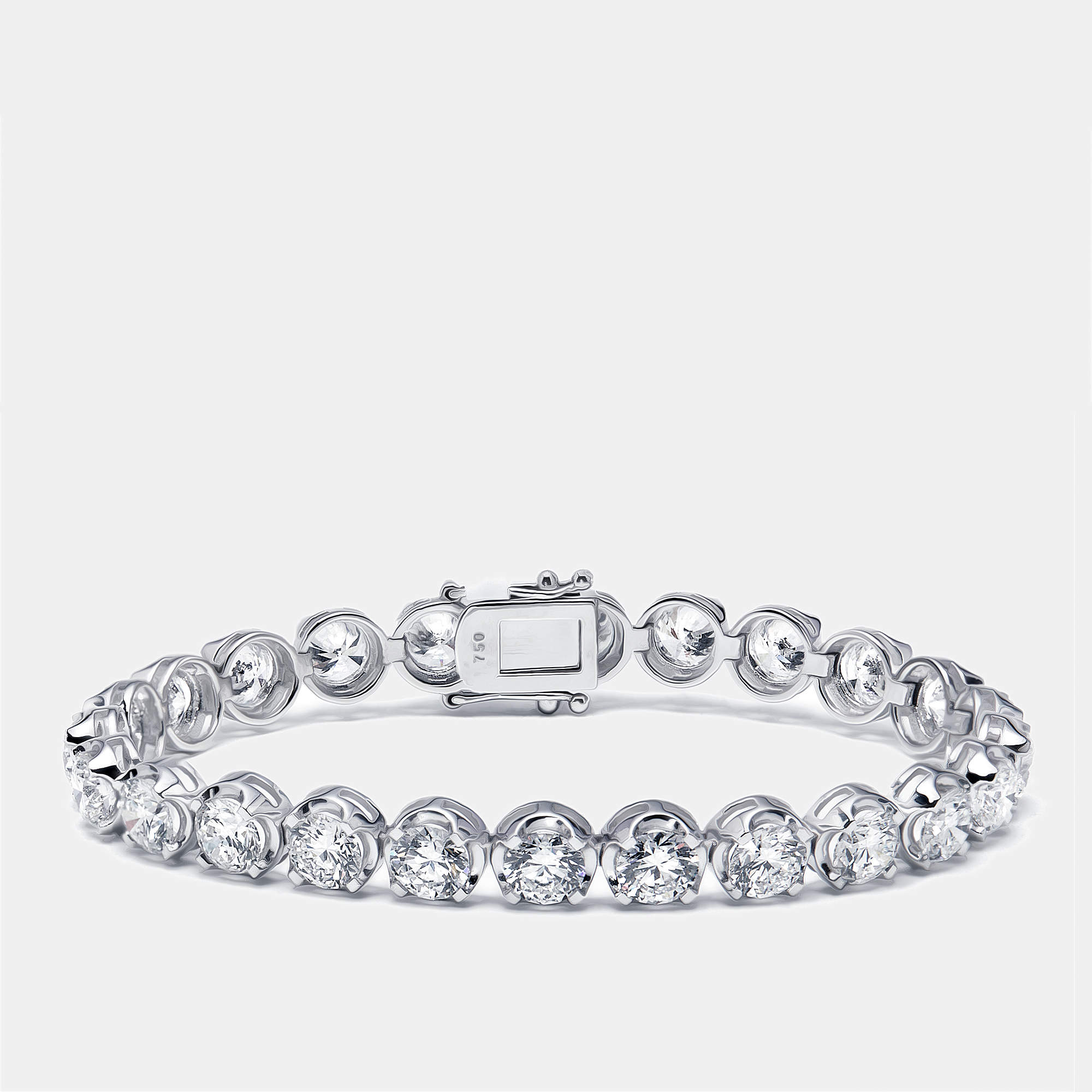 Pre Owned 12.5 cts Round Lab Grown Diamonds 18k White Gold Bracelet