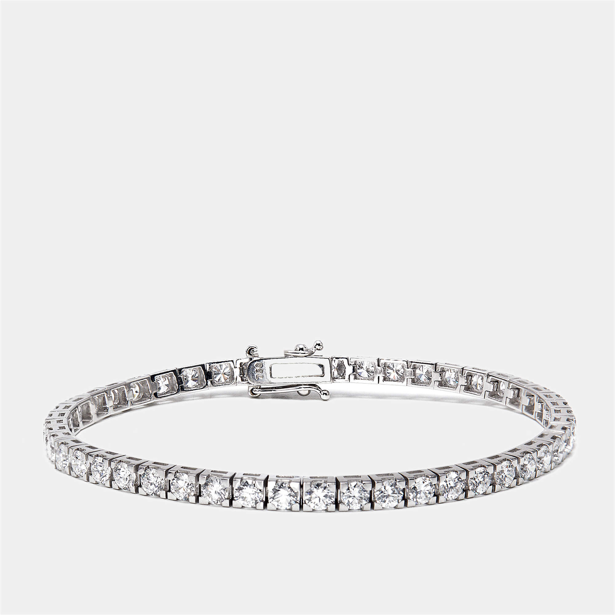 Pre Owned 4.8 cts Round Lab Grown Diamonds 18k White Gold Bracelet