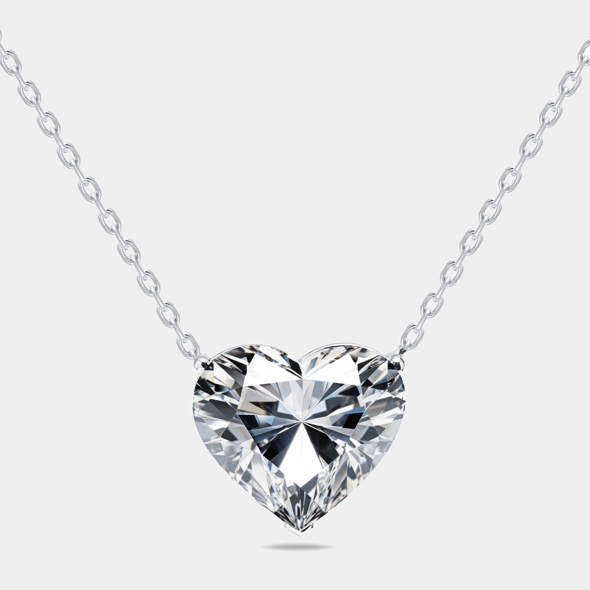 Pre Owned 9 cts Heart Lab Grown Diamonds 18k White Gold Necklace