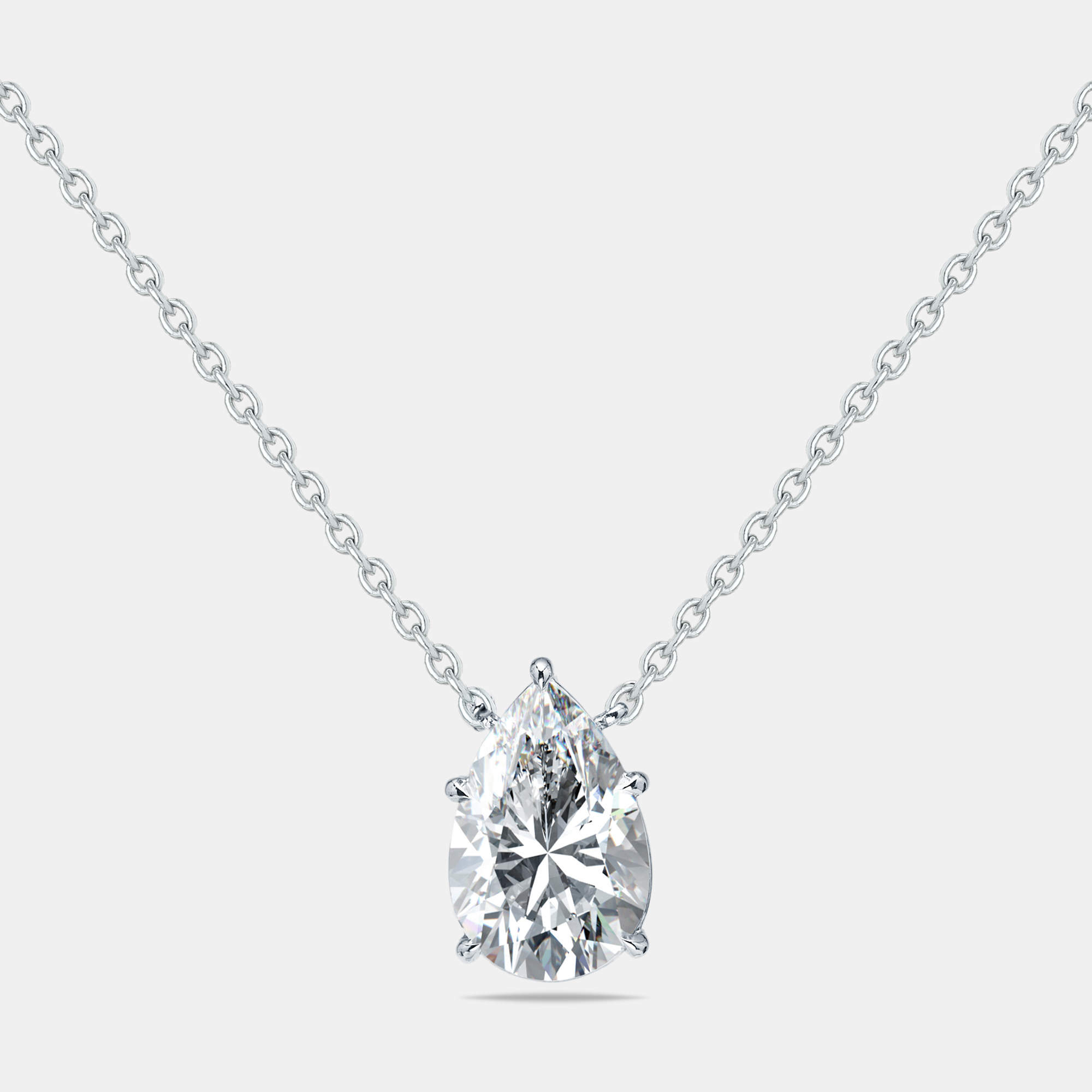 Pre Owned 4.00 cts Pear Lab Grown Diamonds 18k White Gold Necklace