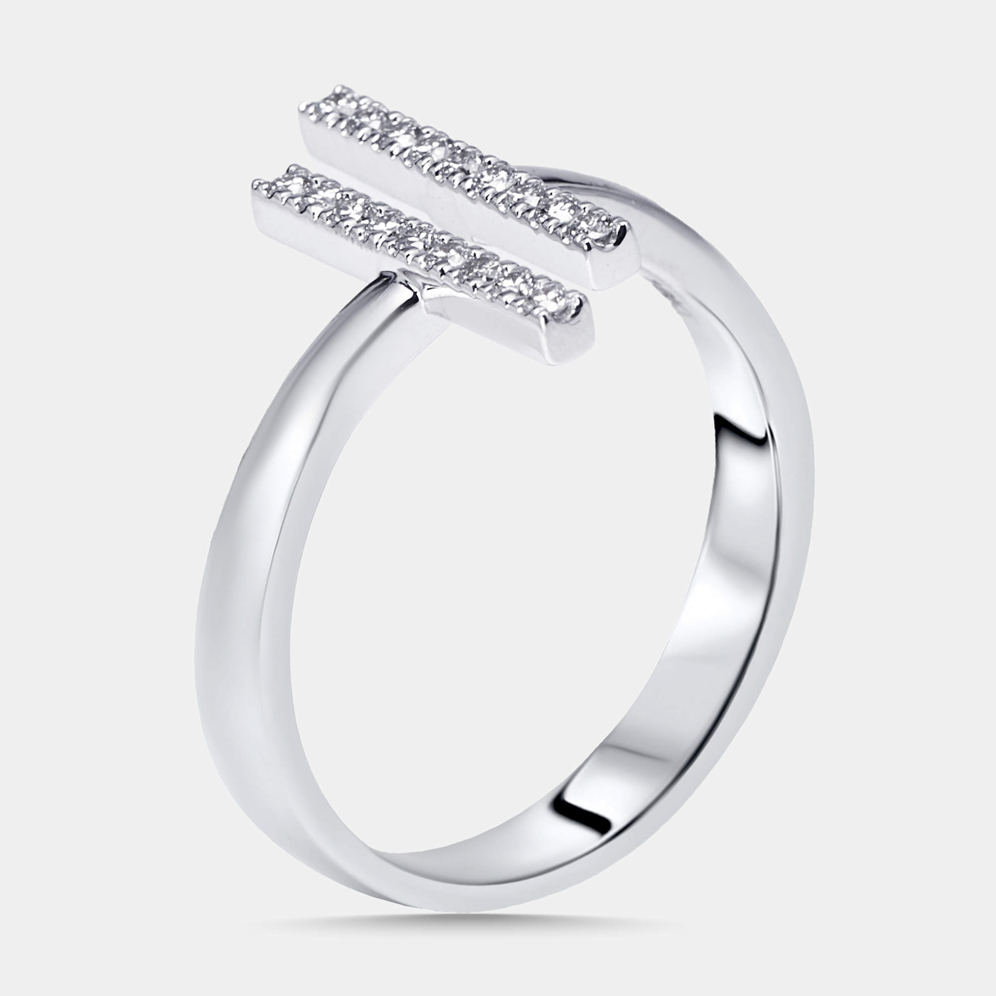 Pre Owned 0.18 cts Round Lab Grown Diamonds 18k White Gold Ring Size 50