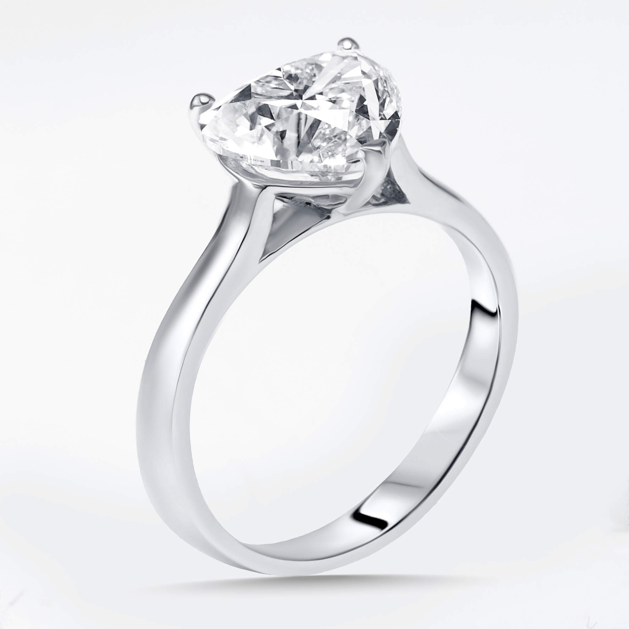 Pre Owned 3 cts Heart Lab Grown Diamonds 18k White Gold Ring Size 51