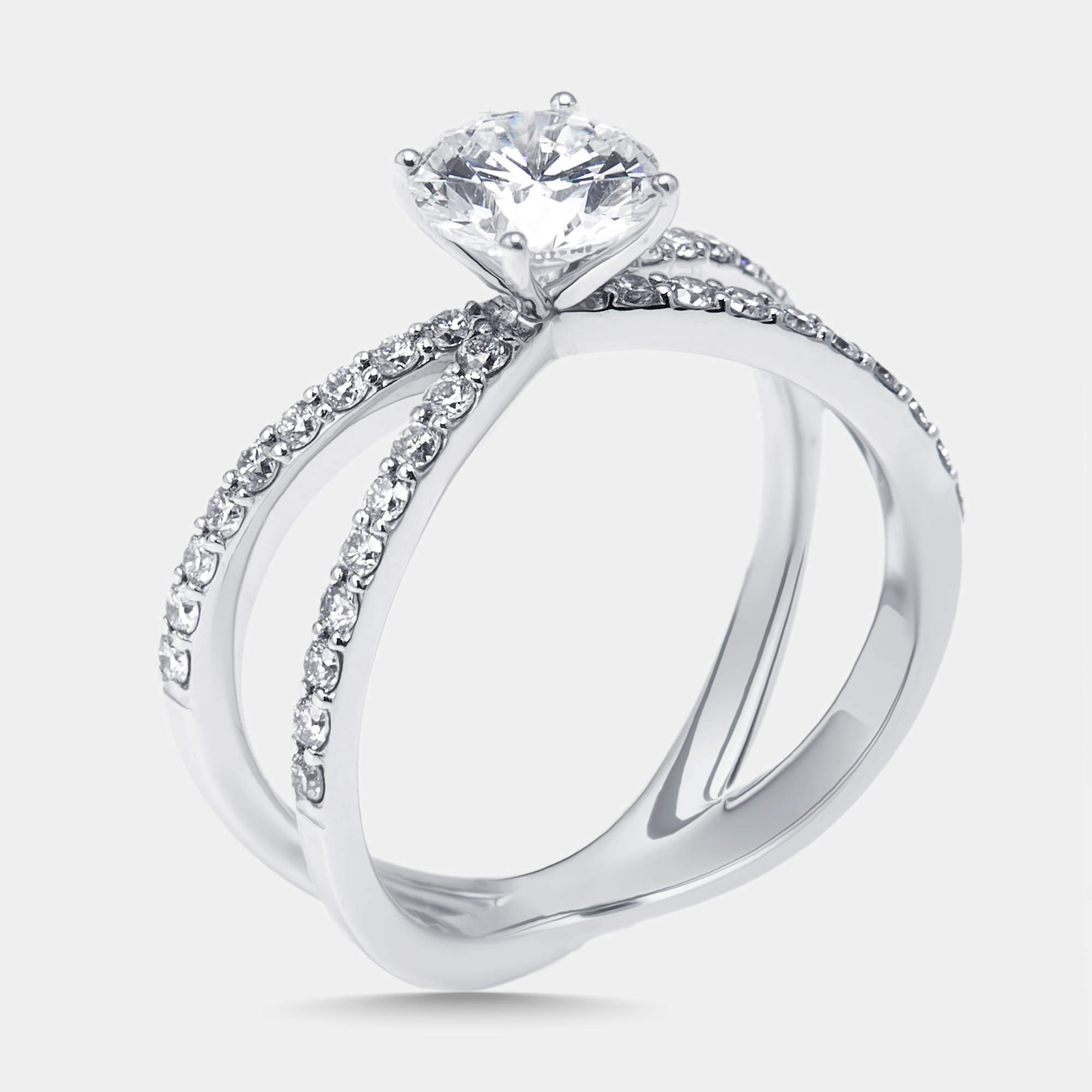 Pre Owned 1.4 cts Round Lab Grown Diamonds 18k White Gold Ring Size 52