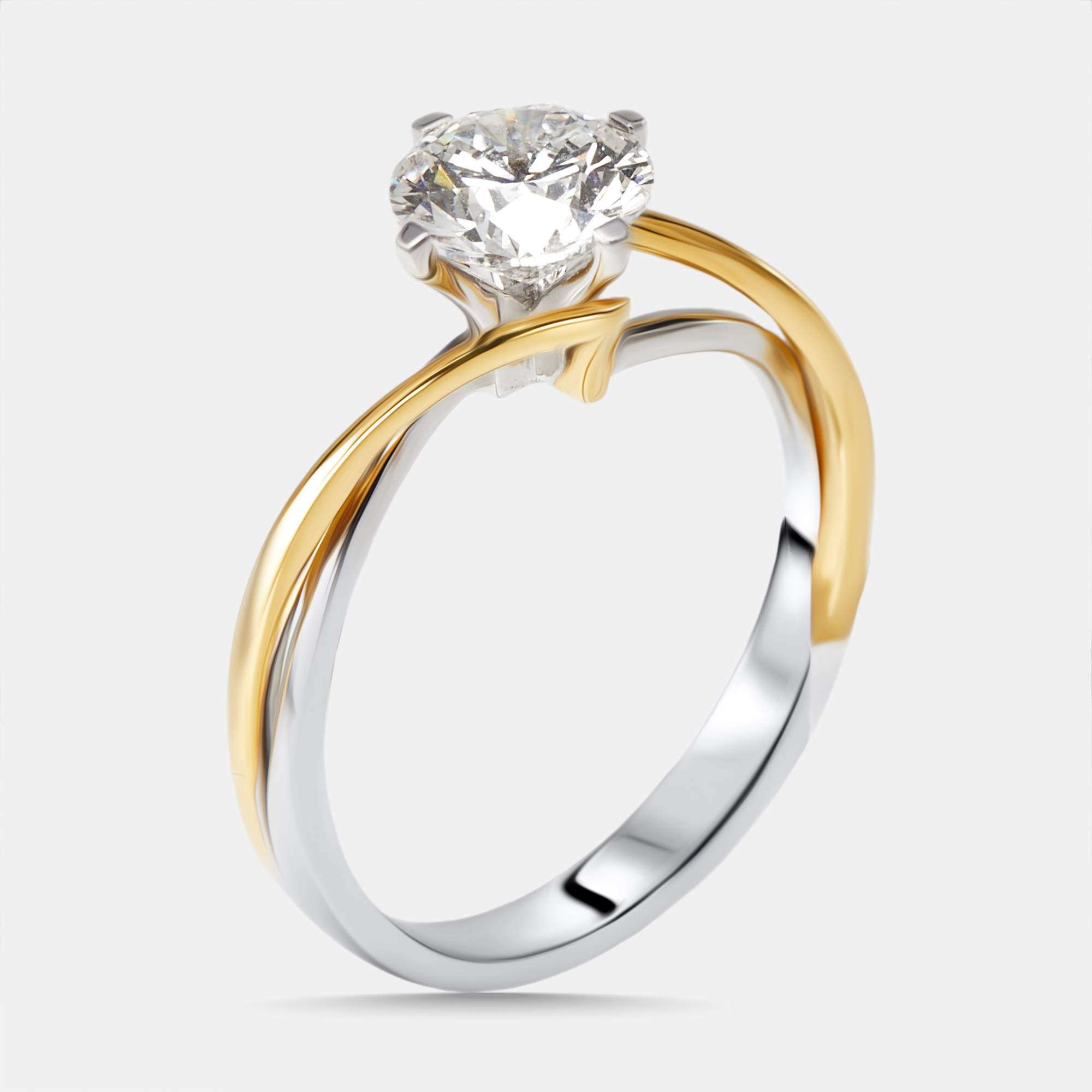 Pre Owned 1.00 cts Round Lab Grown Diamonds 18k Two Tone Gold Ring Size 52