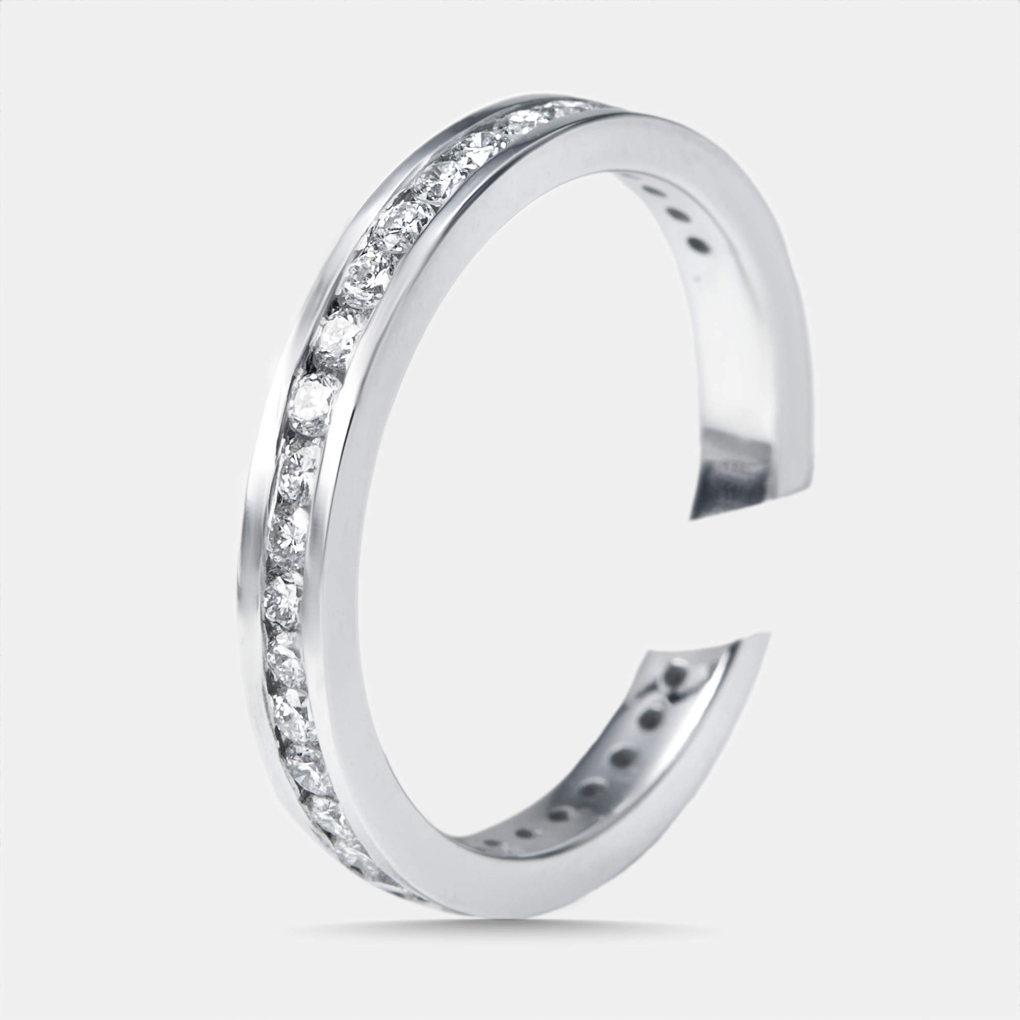 Pre Owned 0.63 cts Round Lab Grown Diamonds 18k White Gold Ring Size 52