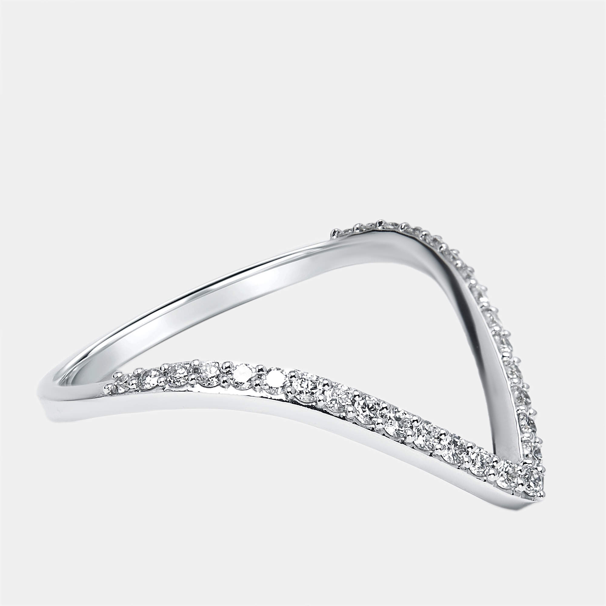 Pre Owned 0.28 cts Round Lab Grown Diamonds 18k White Gold Ring Size 52