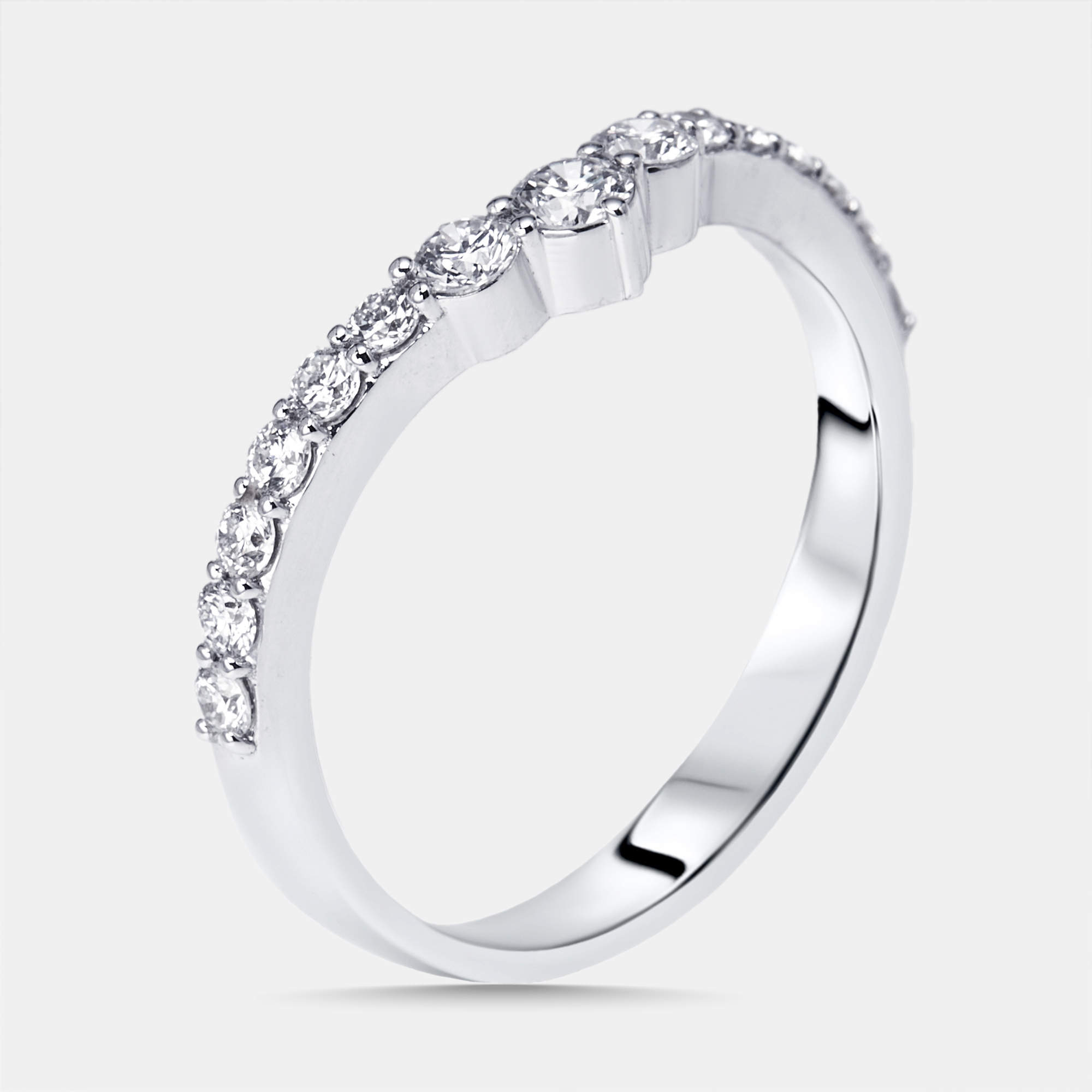 Pre Owned 0.5 cts Round Lab Grown Diamonds 18k White Gold Ring Size 52