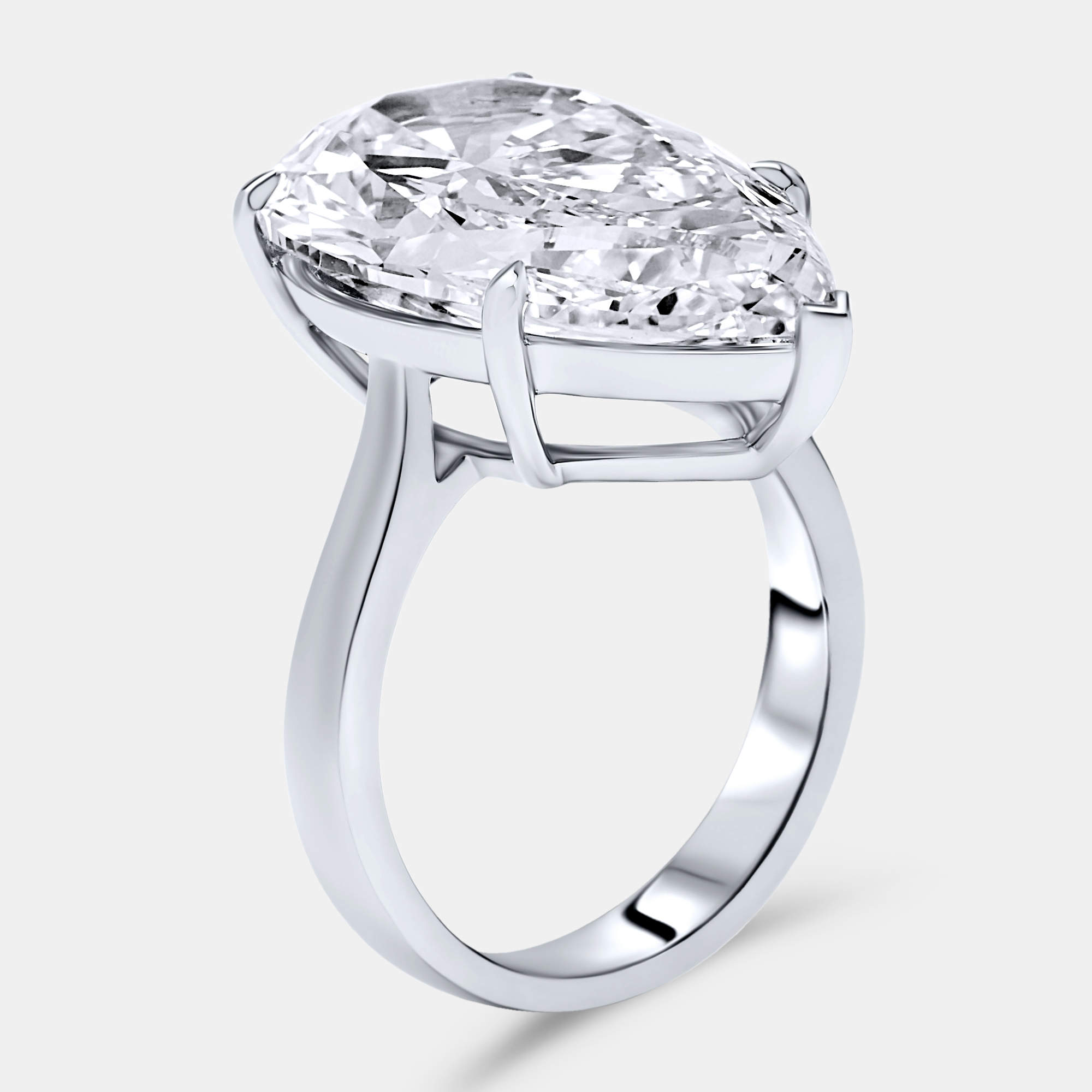Pre Owned 7 cts Pear Lab Grown Diamonds 18k White Gold Ring Size 53