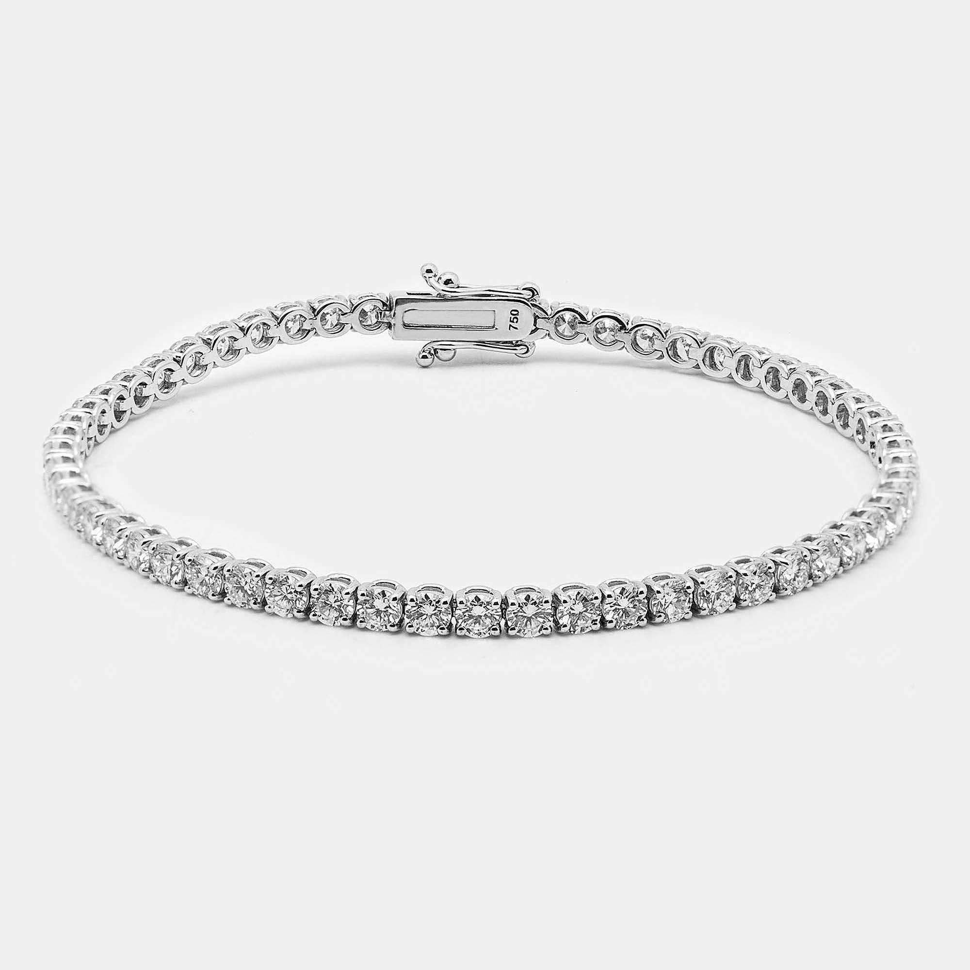 Pre Owned 5.6 cts Round Brilliant Cut 18k White Gold Lab Grown Diamonds Tennis Bracelet