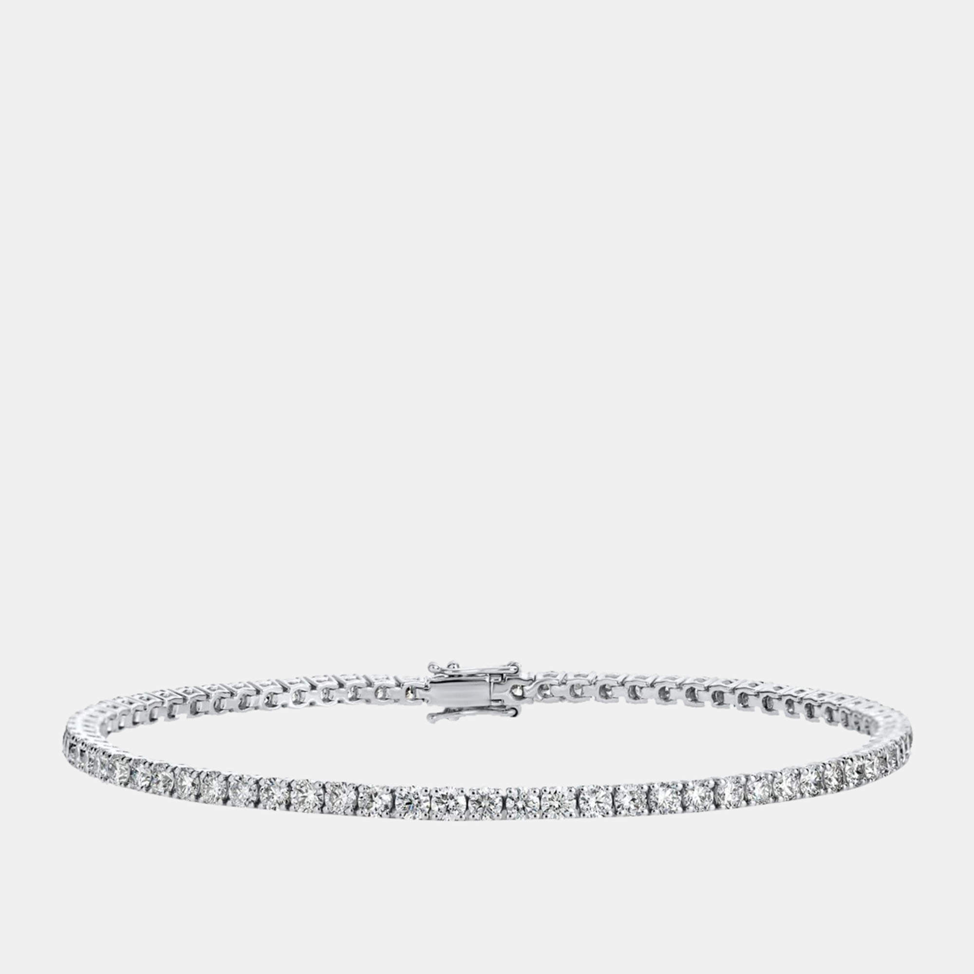 Pre Owned 3.30 cts Round Brilliant Lab Grown Diamonds Sterling Silver 925 Tennis Bracelet