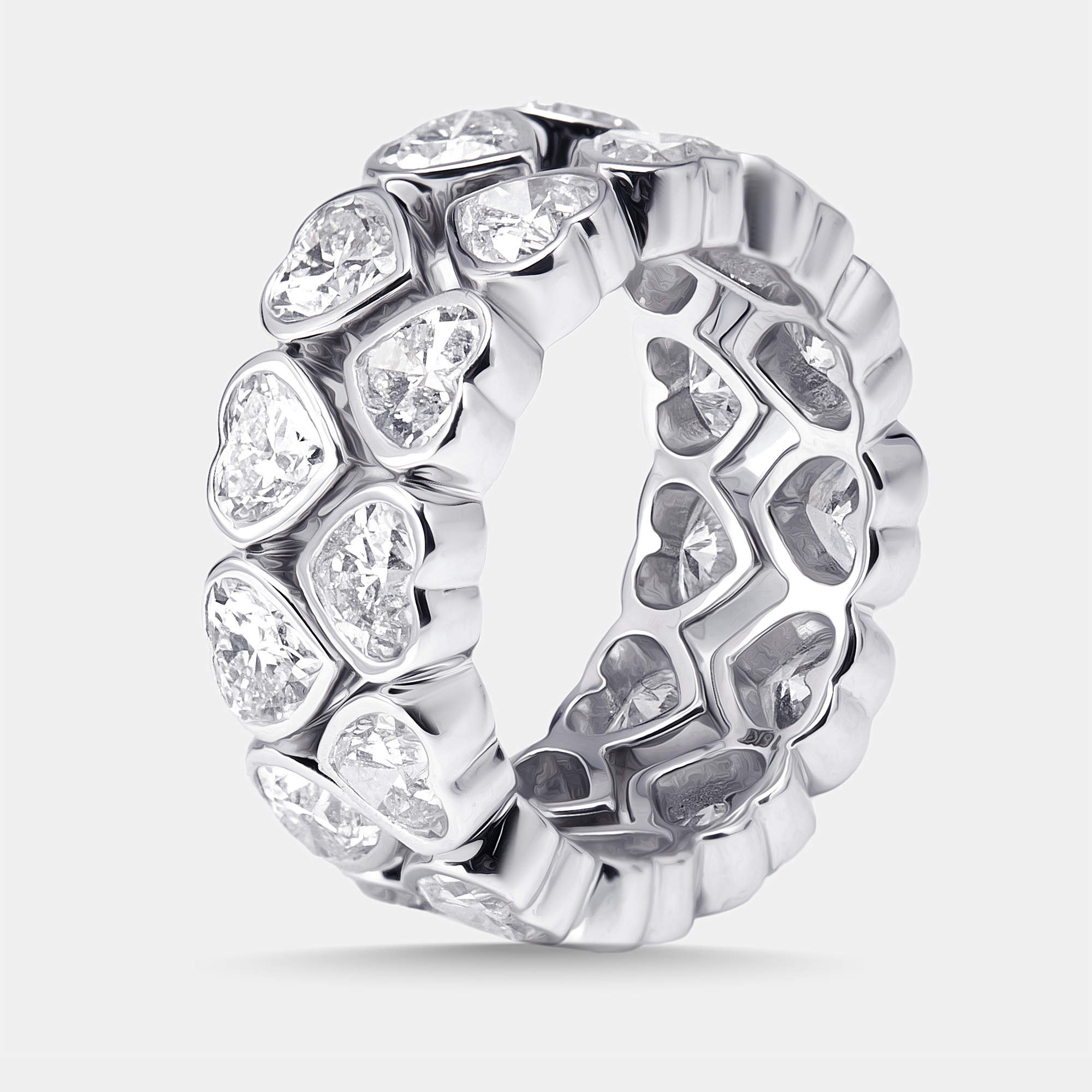 مملوكة مسبقًا 6 cts Heart Lab Grown Diamonds 18k White Gold Ring Size 51