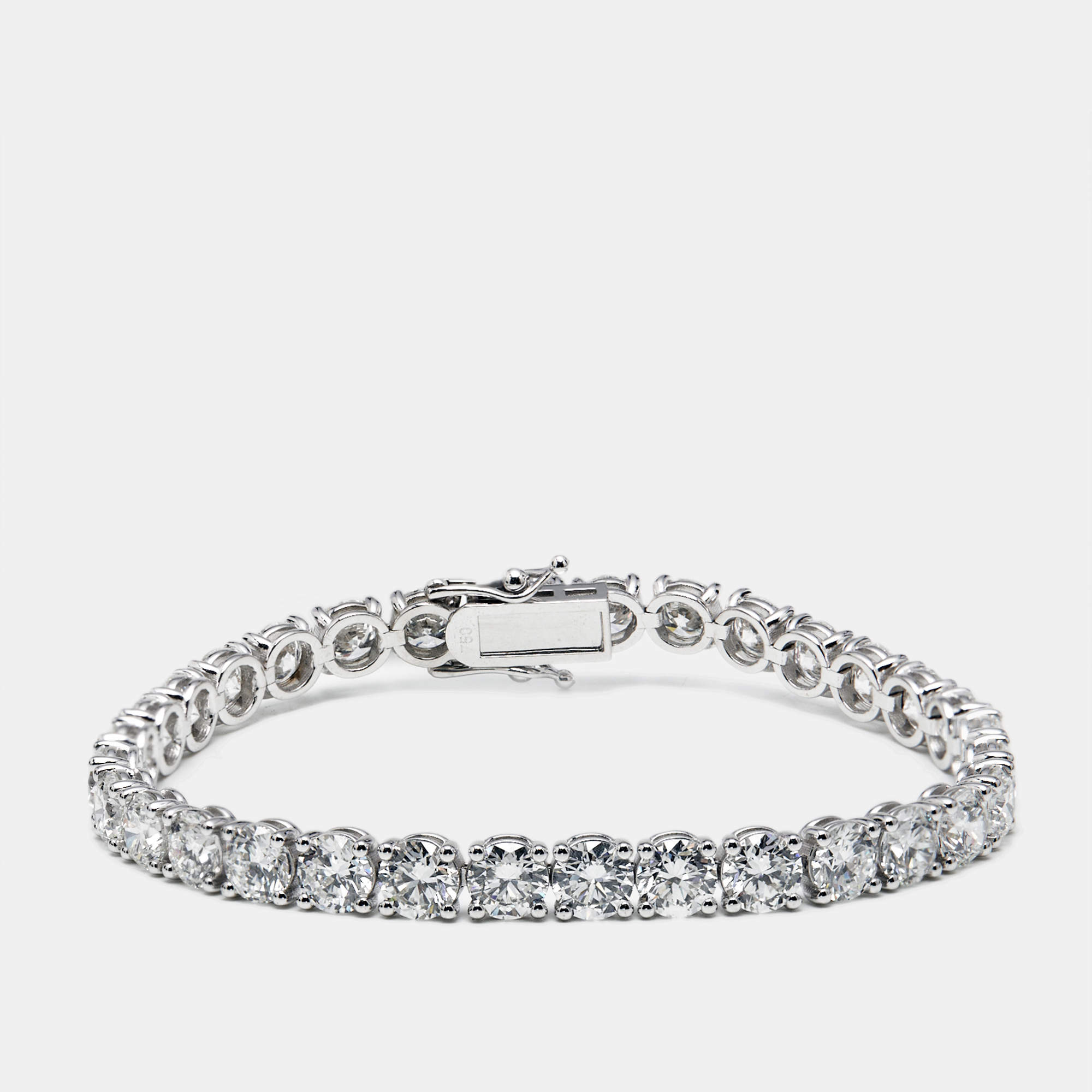 Pre Owned 17.4 cts Round Lab Grown Diamonds 14k White Gold Bracelet