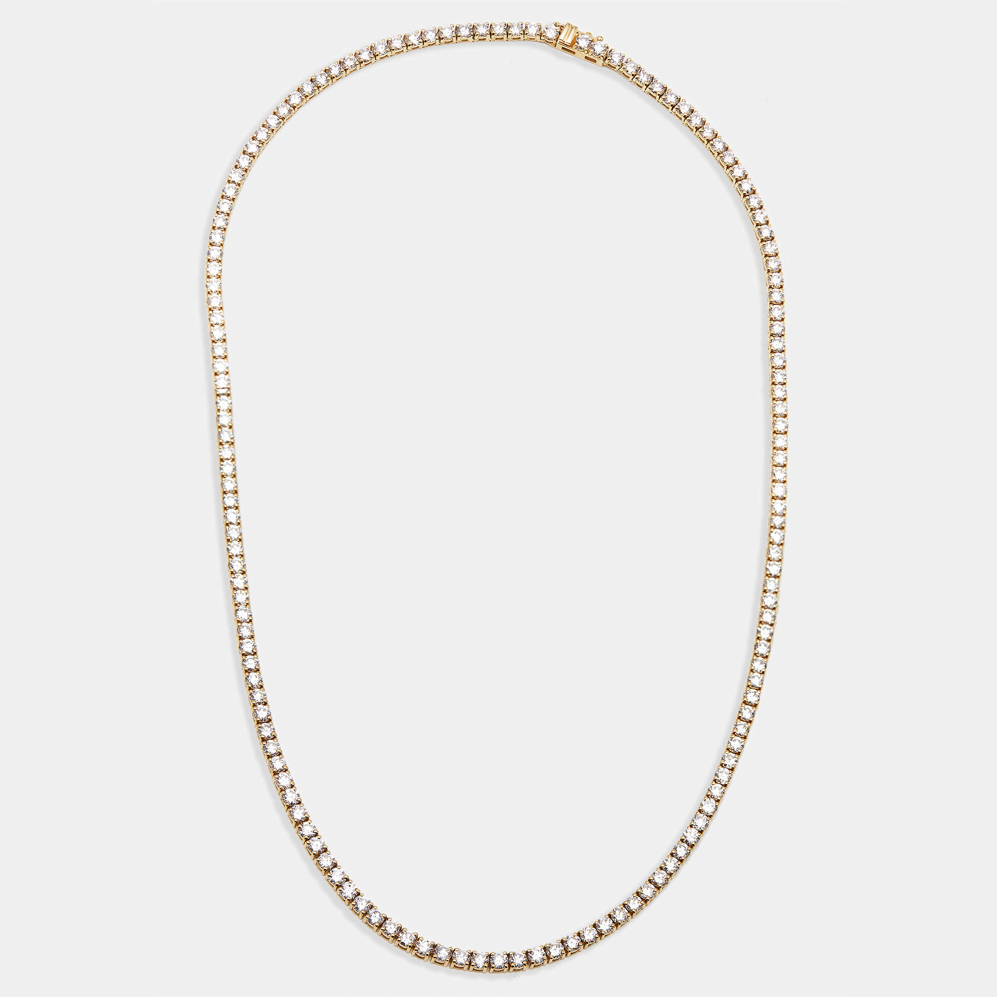 مملوكة مسبقًا 11.9 cts Round Lab Grown Diamonds 18k Yellow Gold Necklace