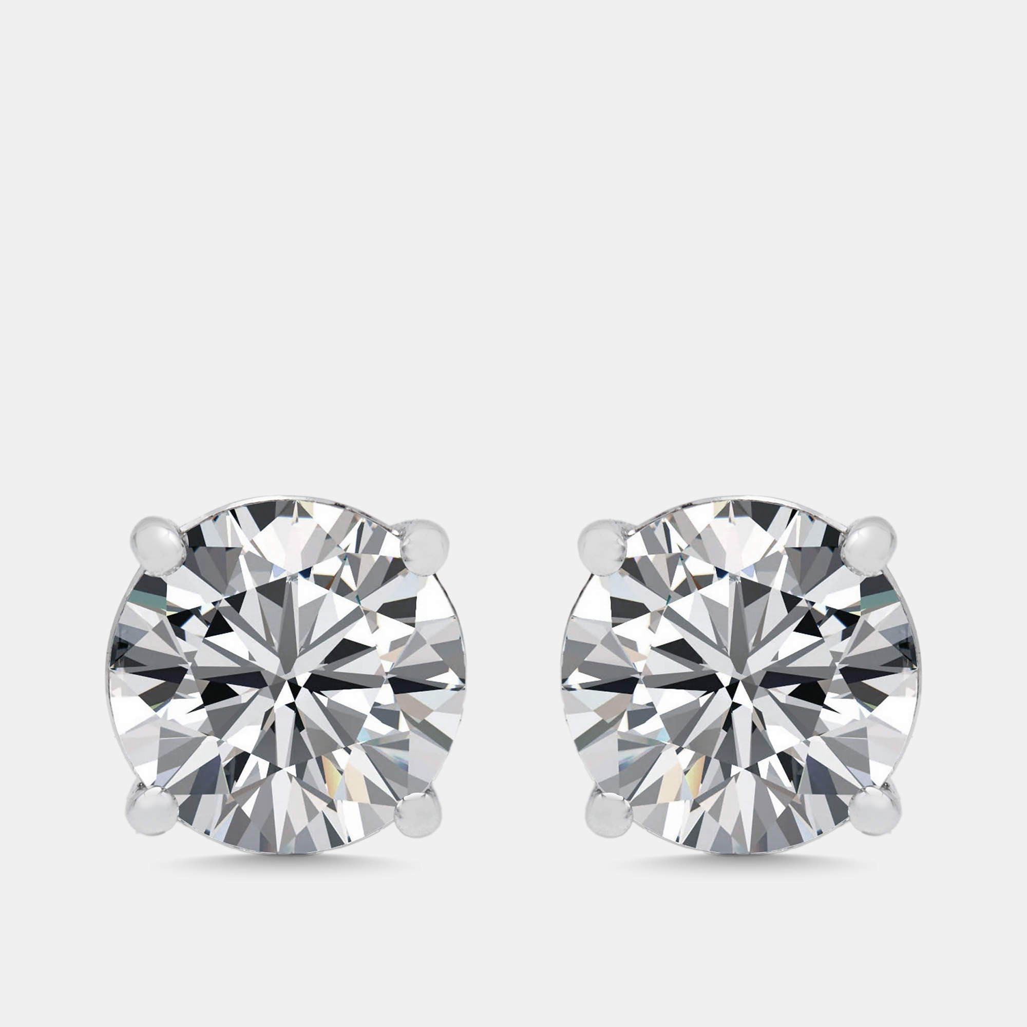 Pre Owned 4.04 cts Round Cur Lab Grown Diamond 18K White Gold Push Back Earring