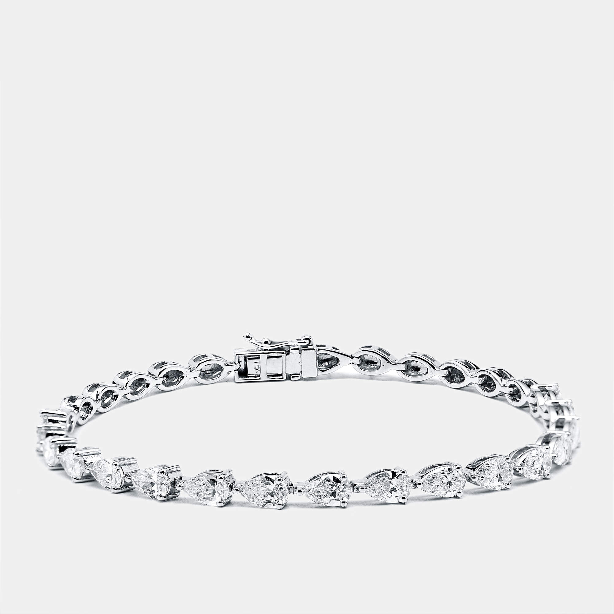 Pre Owned 8.5 cts Pear Lab Grown Diamonds 18k White Gold Bracelet