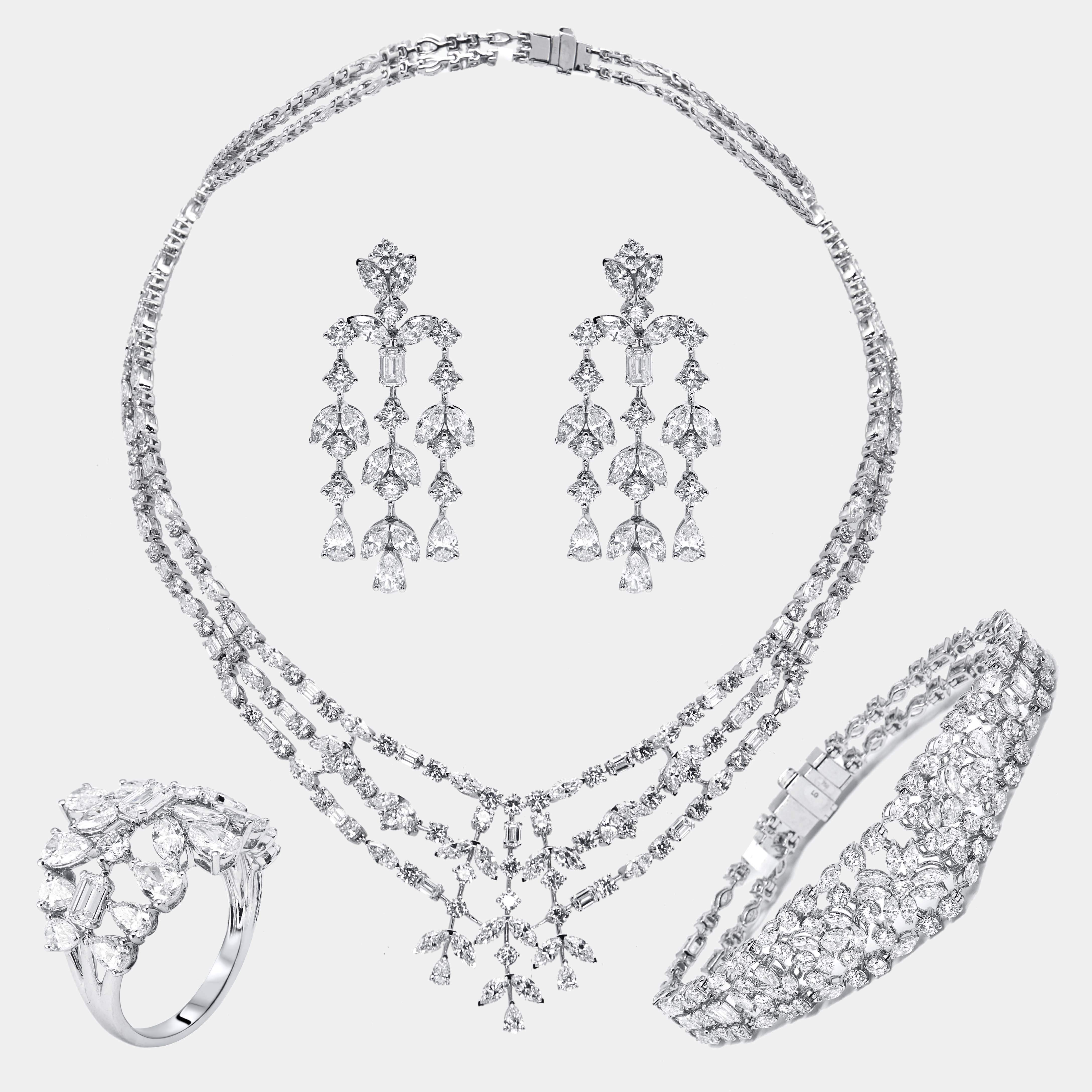 مملوكة مسبقًا 70 cts  Lab Grown Diamond 18k White Gold Necklace Set