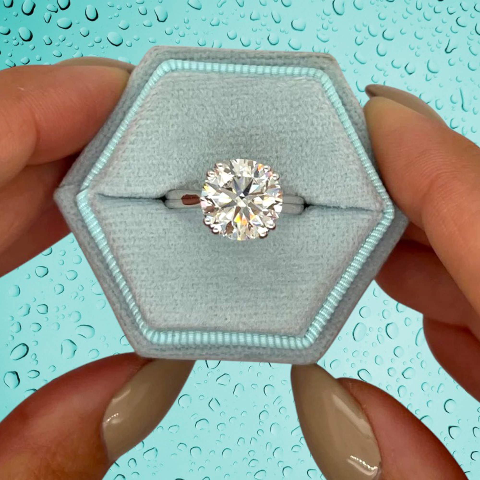 Pre Owned 3 cts Round Lab Grown Diamond 14k White Gold Ring Size 6