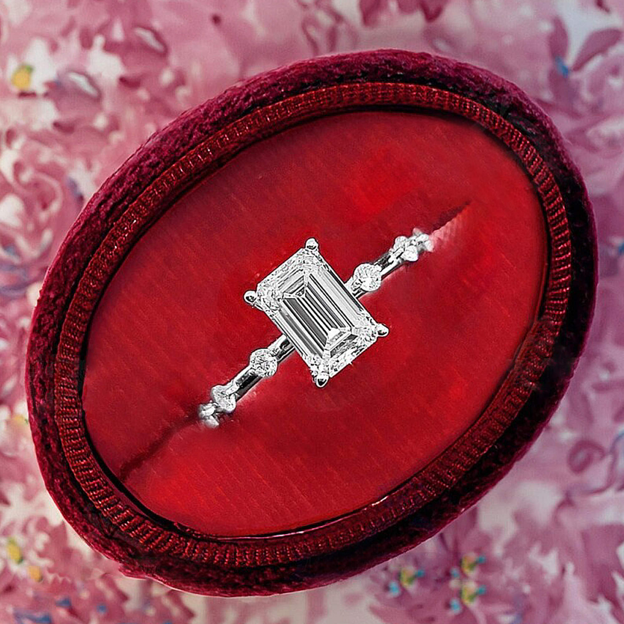 Pre Owned 1.60 cts Lab Grown Emerald Diamond 14k White Gold Wedding Ring Size 52