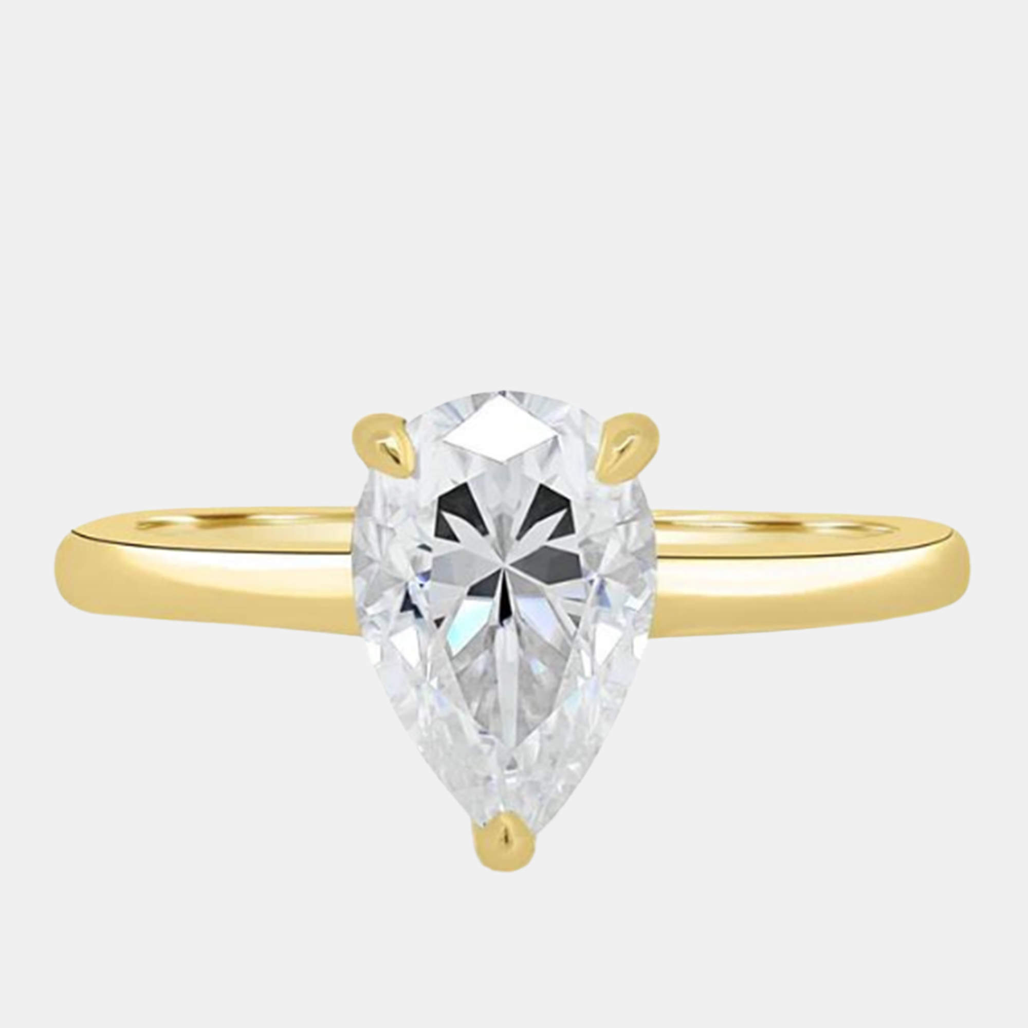 مملوكة مسبقًا 1.5 cts Pear Lab Grown Diamond 14k Yellow Gold Wedding Ring Size 52