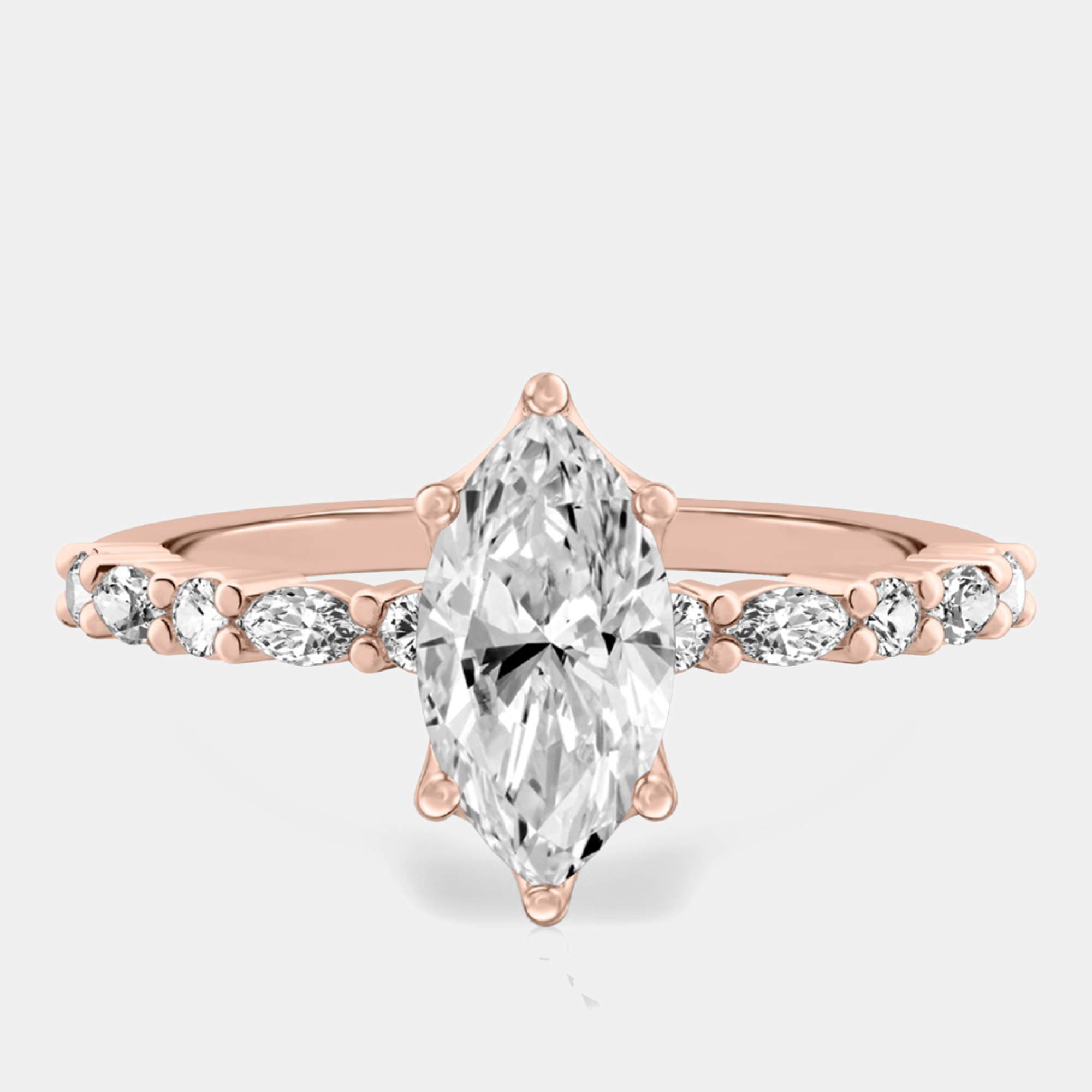 Pre Owned 1.4 cts Marquise Lab Grown Diamond 14k Rose Gold Engagement Ring Size 52