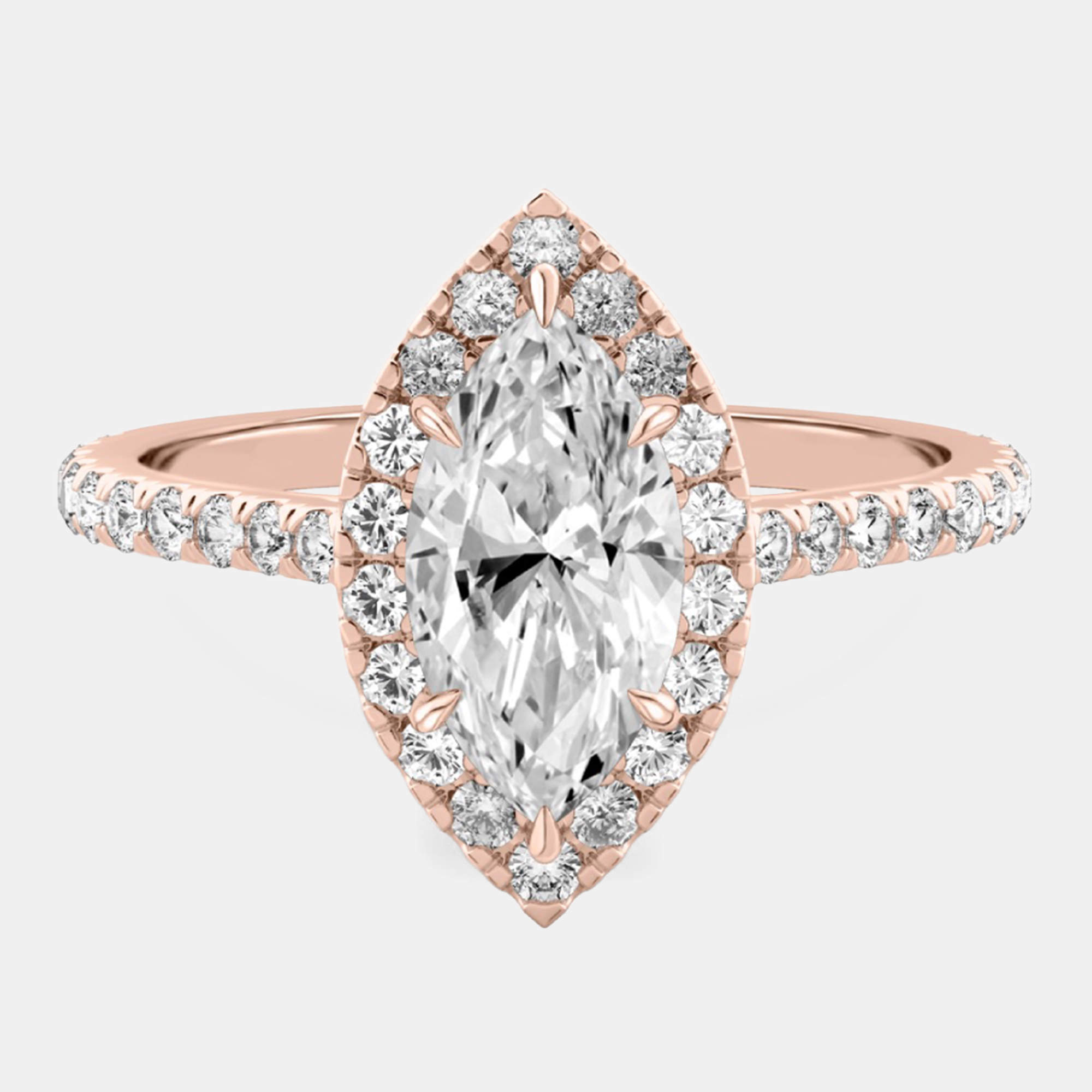 Pre Owned 1.6 cts Marquise Lab Grown Diamond 14k Rose Gold Wedding Ring Size 52