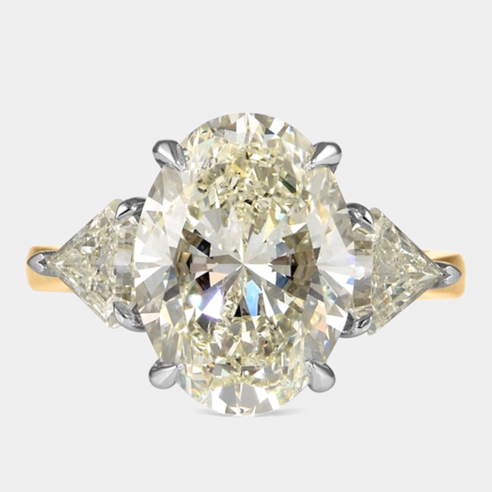 مملوكة مسبقًا 5.9 cts Oval Lab Grown Diamond 14k Multi Tone Gold Wedding Ring