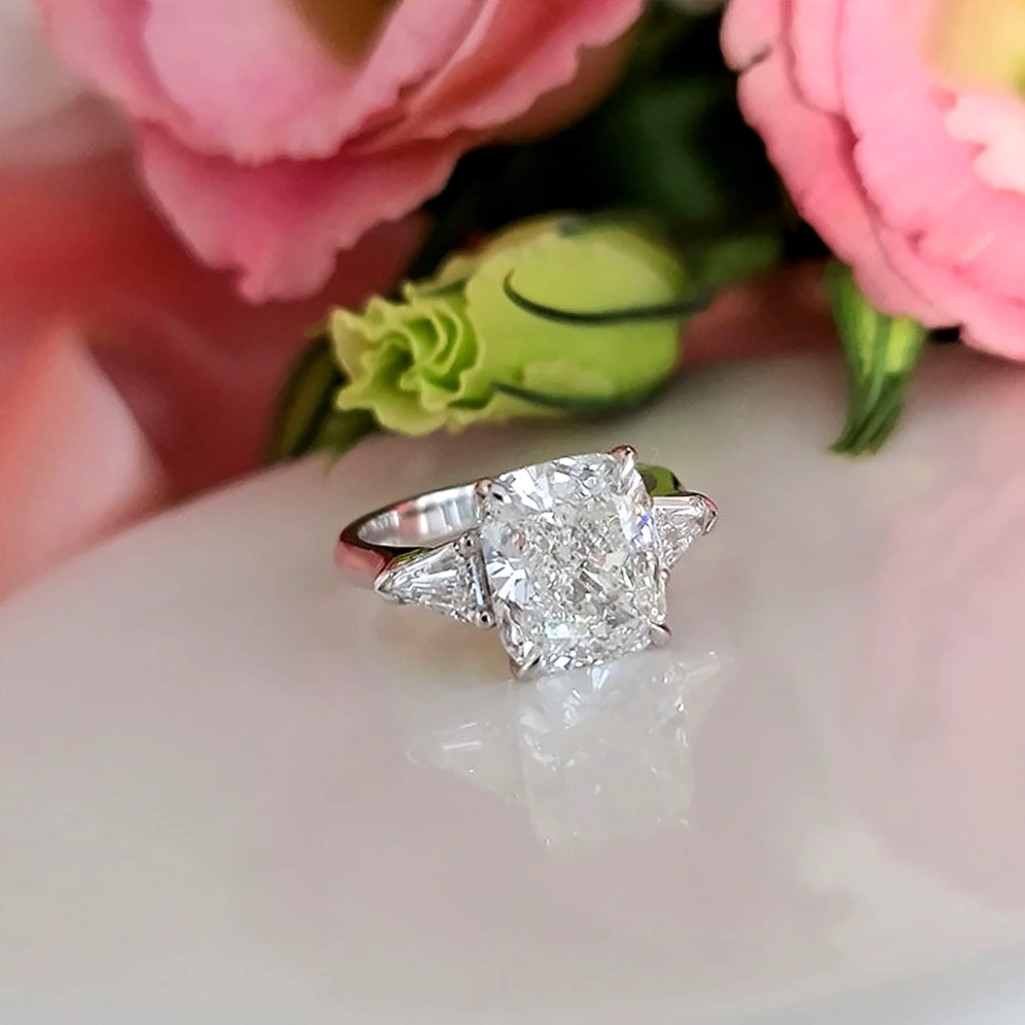 Pre Owned 3.4 cts Radiant Lab Grown Diamond 14k White Gold Engagement Ring Size 52